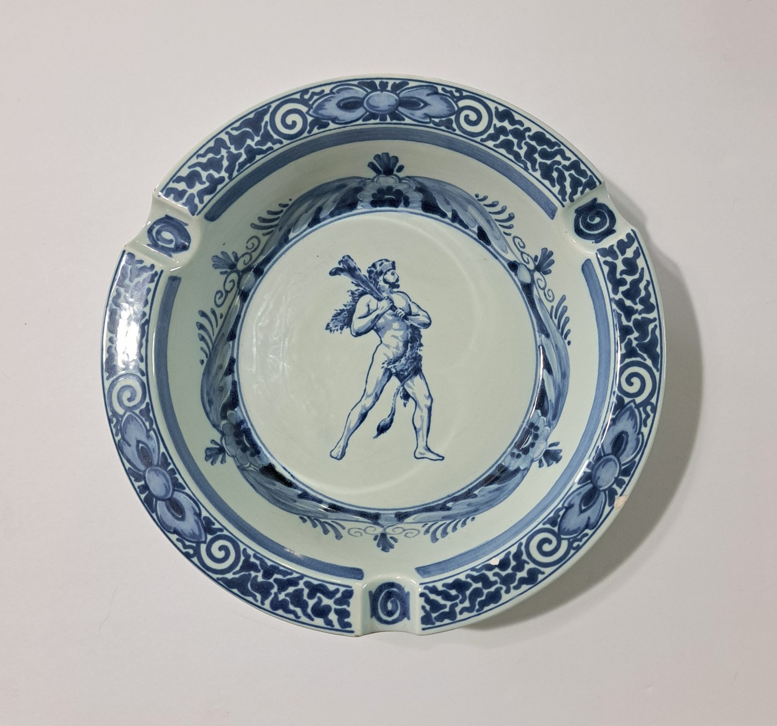 Vintage Delft Holland Hercules Powder Company Ceramic Ashtray 7″ Advertising
