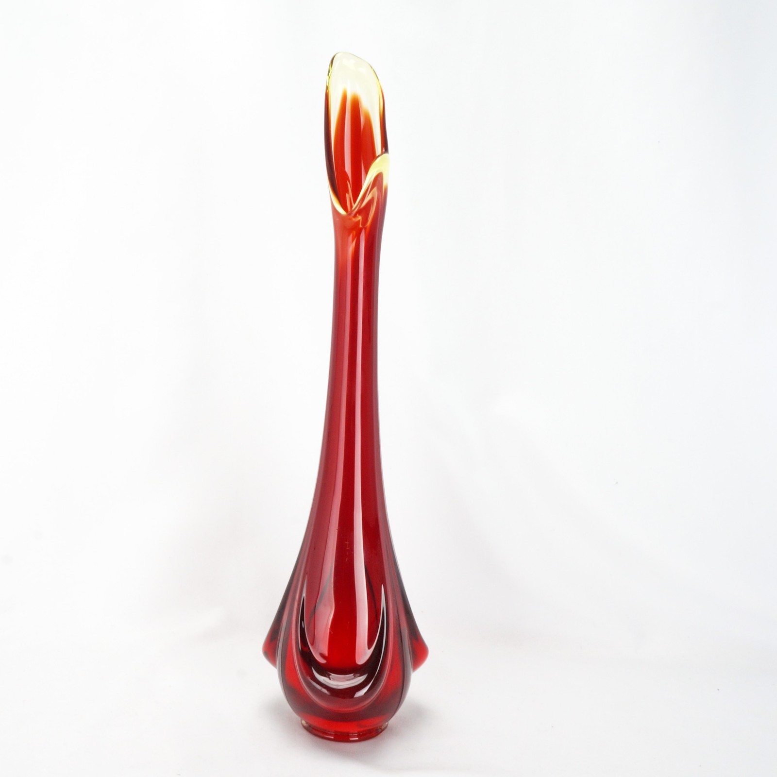 Vintage Amberina 15 in Swung Art Glass Vase