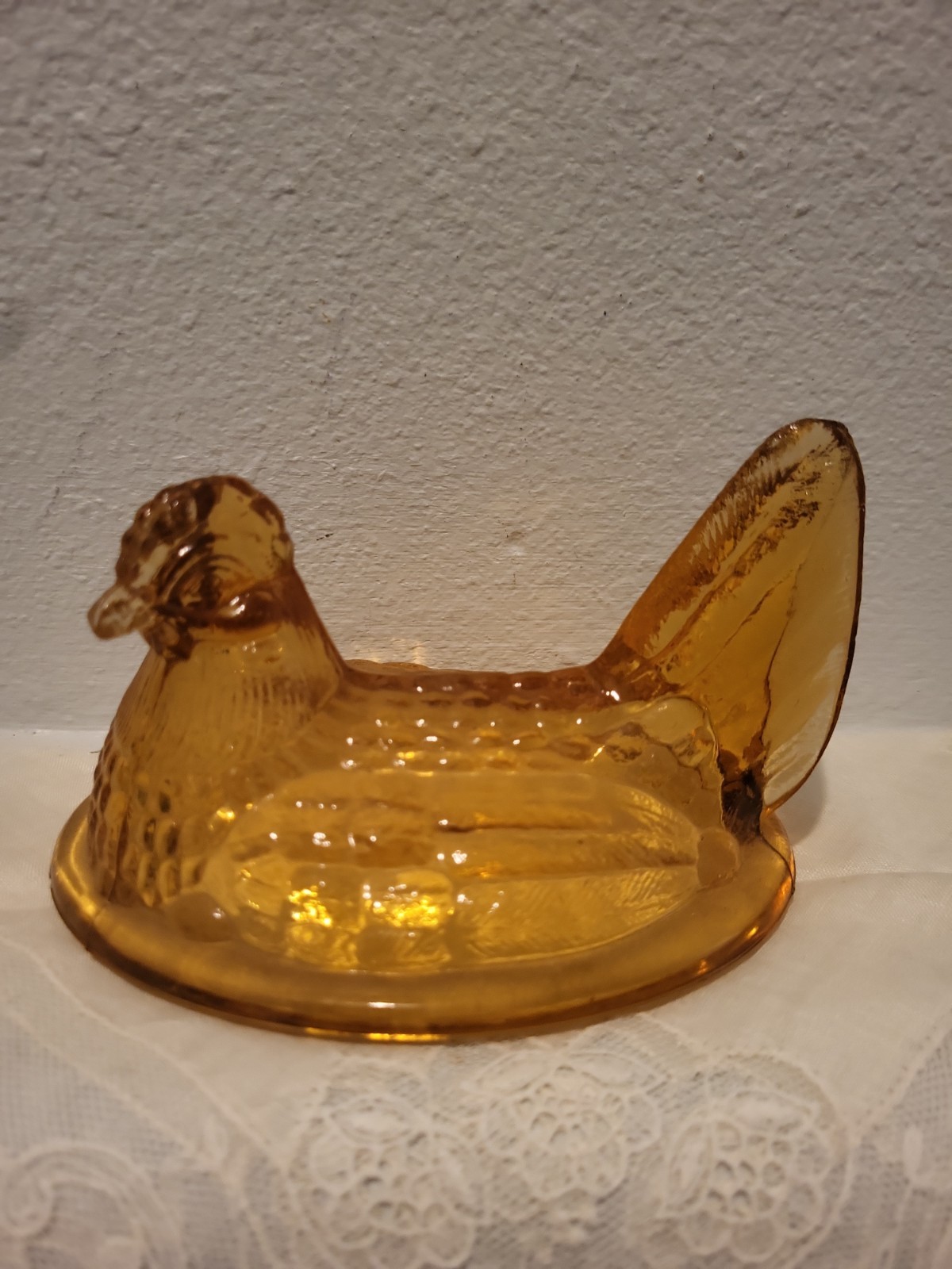 Vintage Amber Brown Westmoreland Glass Hen On Nest Top Only Replacement Piece 5′