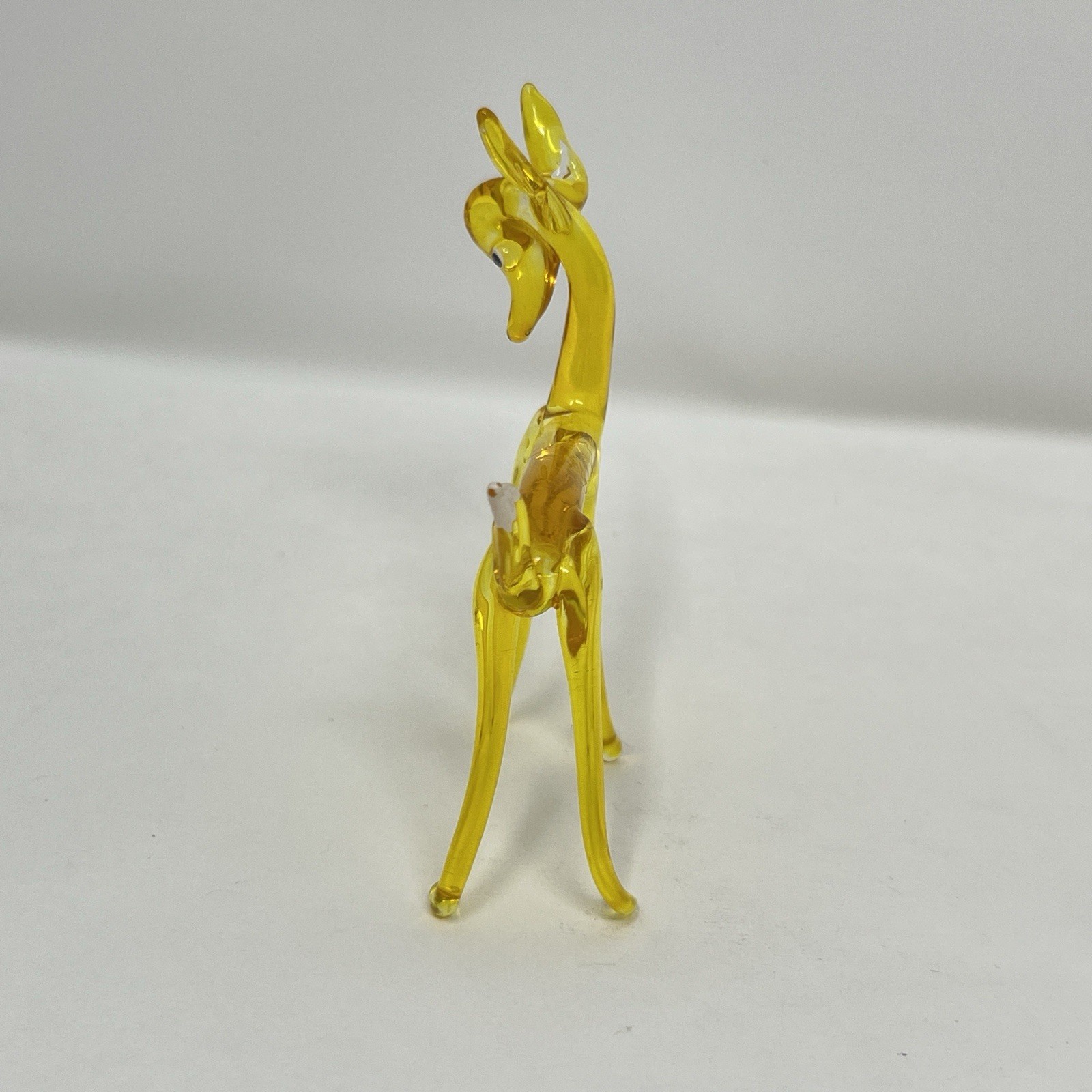 Vintage Hand Blown Amber Art Glass Deer / Fawn Christmas Holiday 3 1/4” X 2 1/4”