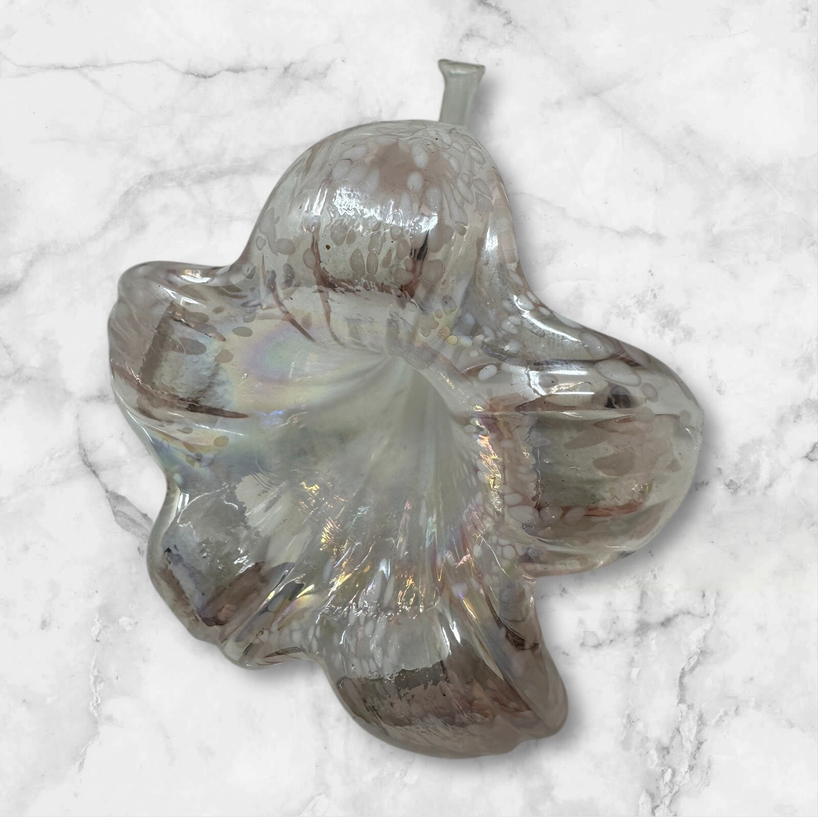 Vintage Pink Iridescent Glass Lily Flower Vase Gorgeous Designs Taiwan RARE