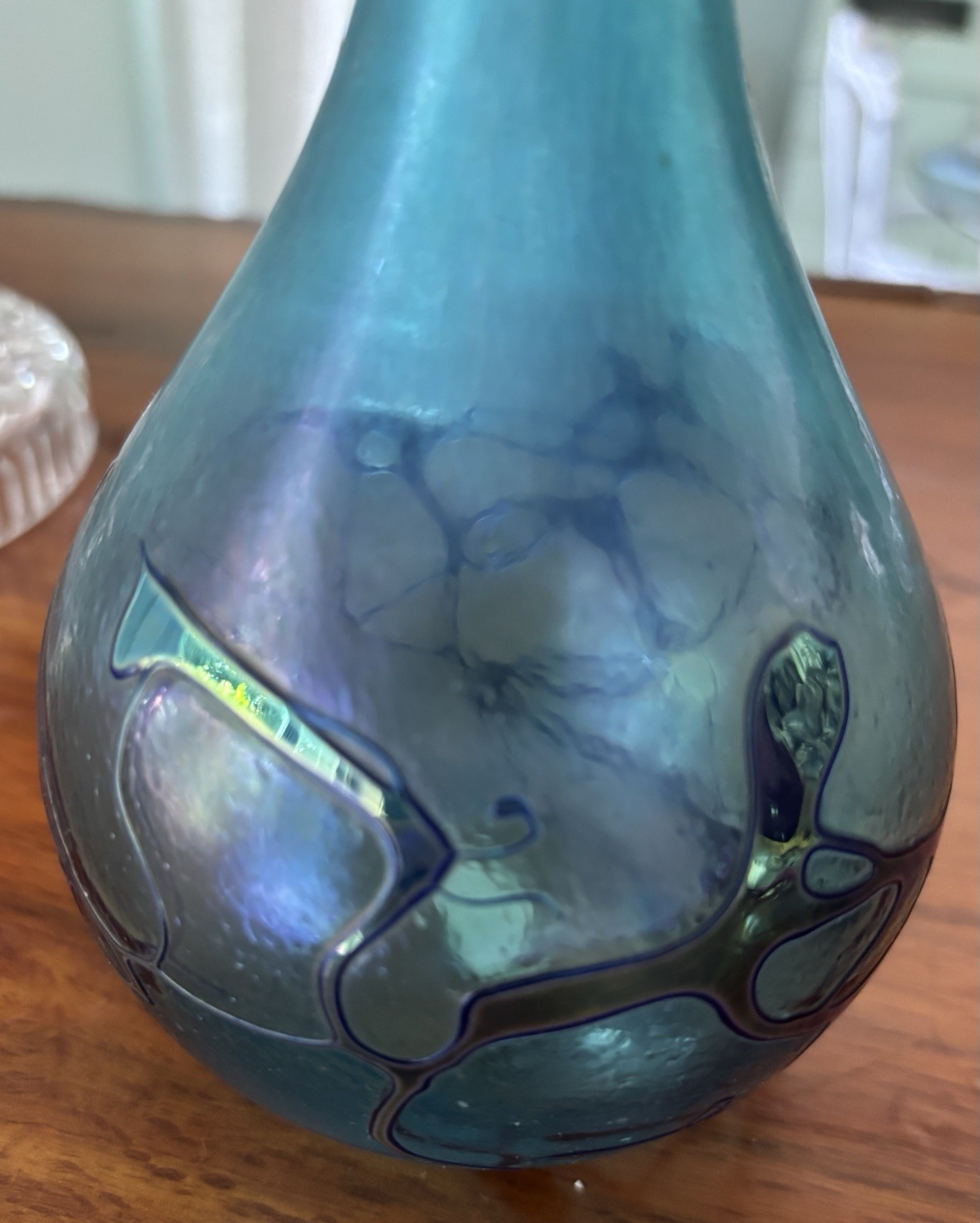 Robert Held Handcrafted Art Glass Sculpture Raindrop Vase, Iridescent, Signed