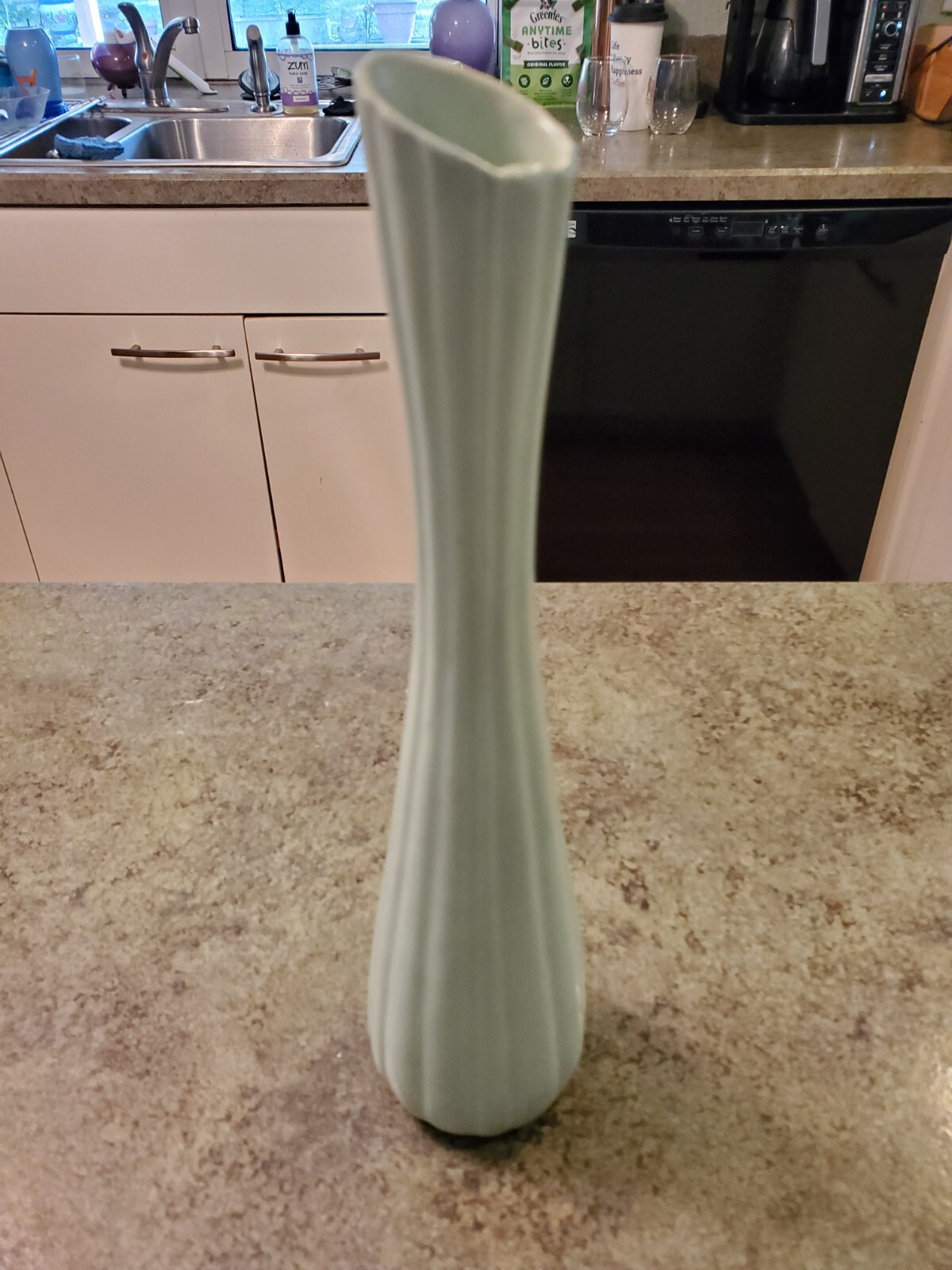 RARE Vintage TERRACE CERAMICS Ribbed Light Robin Egg Blue Vase 11.5″ USA