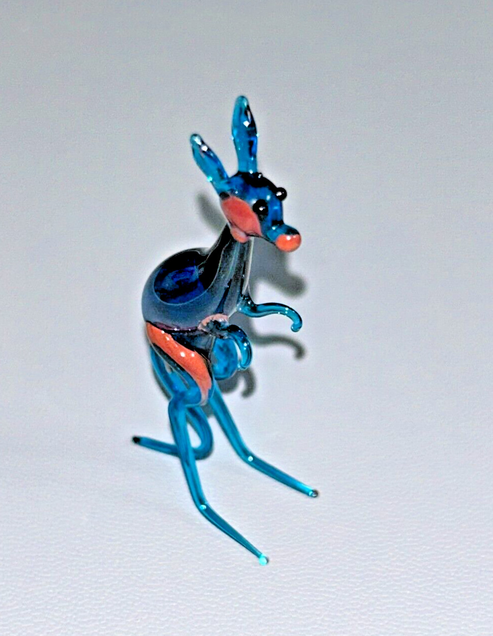 Vintage Kangaroo Figurine Blown Glass Delicate: Blue Murano?