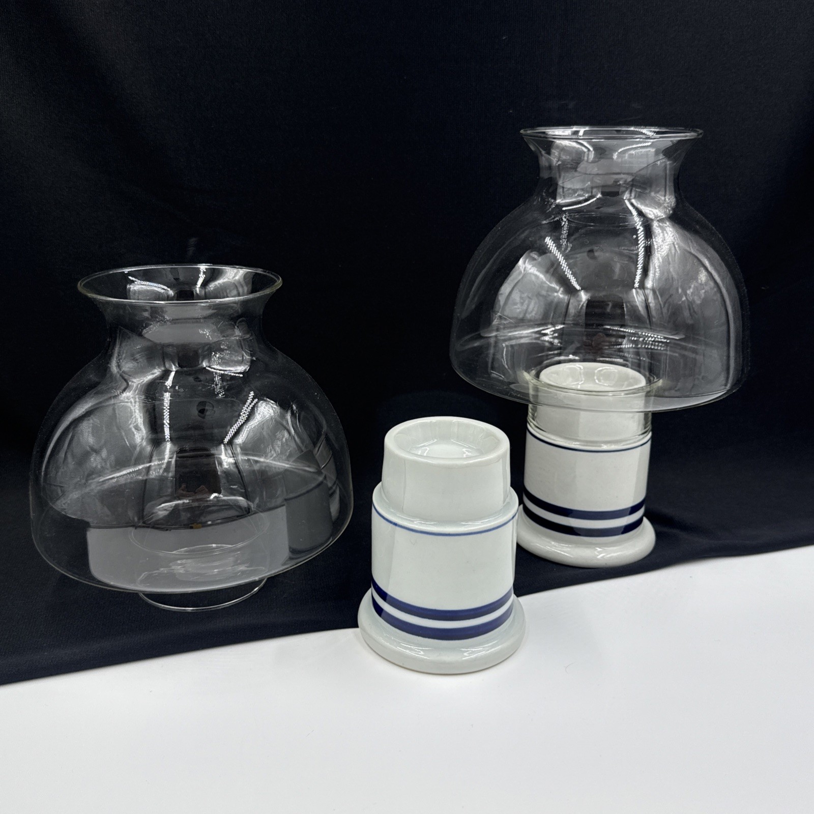 Vintage Dansk Christianshavn Blue (1) Hurricane Lamps Japan •PRISTINE•