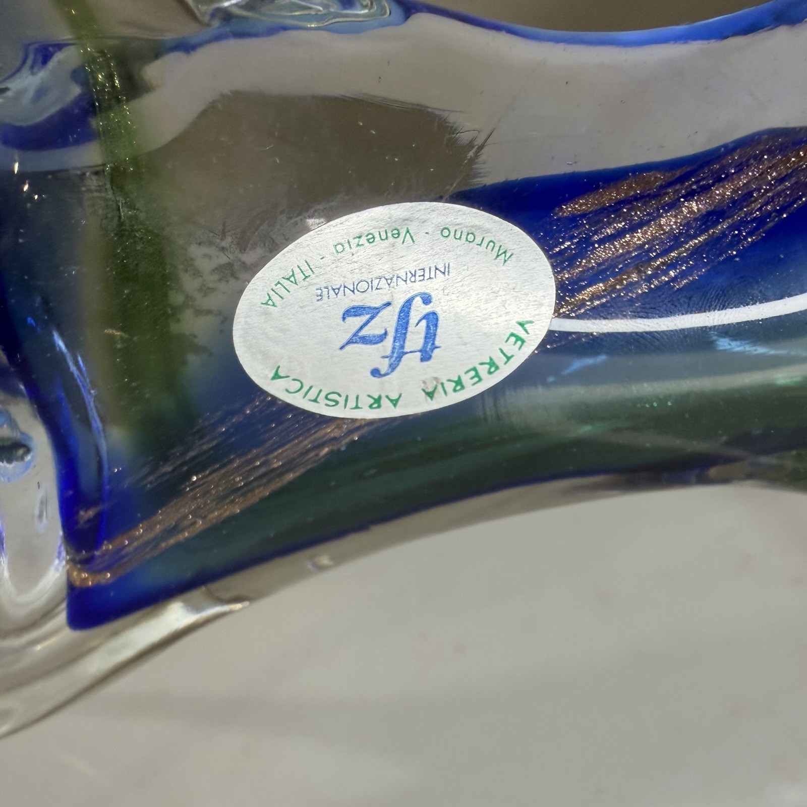Vintage Murano Blue And Green Glass Horse Sculpture – Hand blown Art