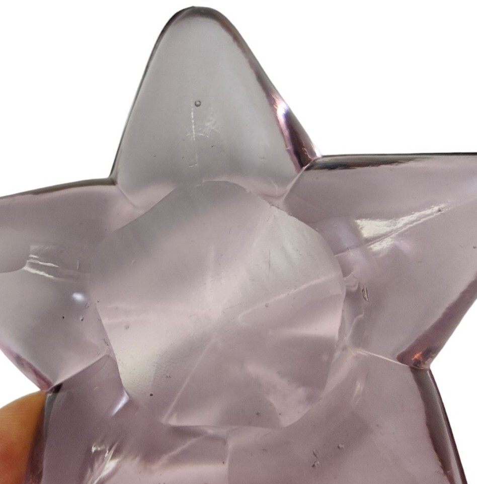 Art Glass Purple Amethyst Star Shaped Paperweight Rounded Top Polished Bottom