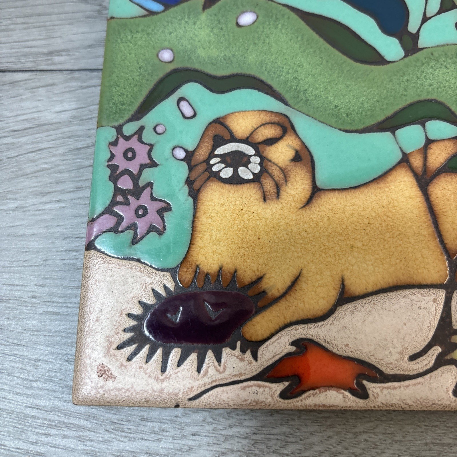 Vintage Hand Painted Water Ocean Wall Hanging Trivet Hot Pad