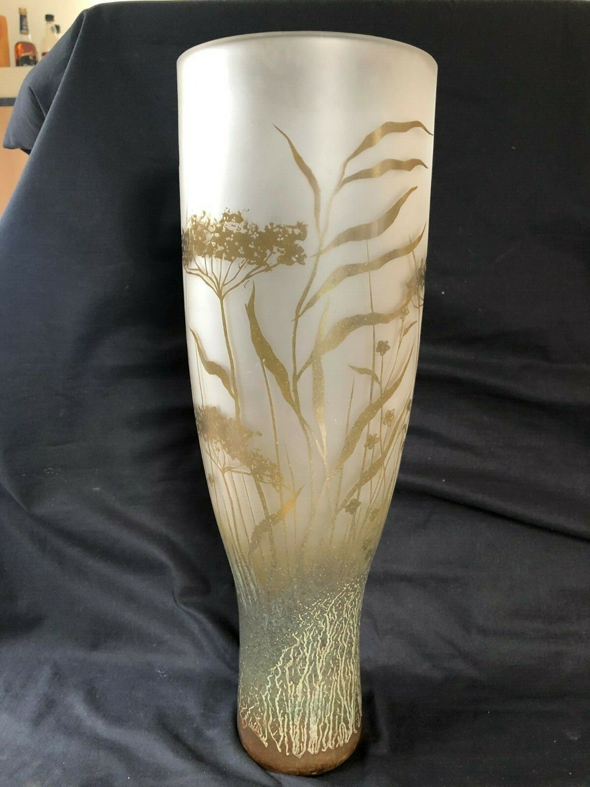 Antique DAUM style very large signed glass vase 17 “