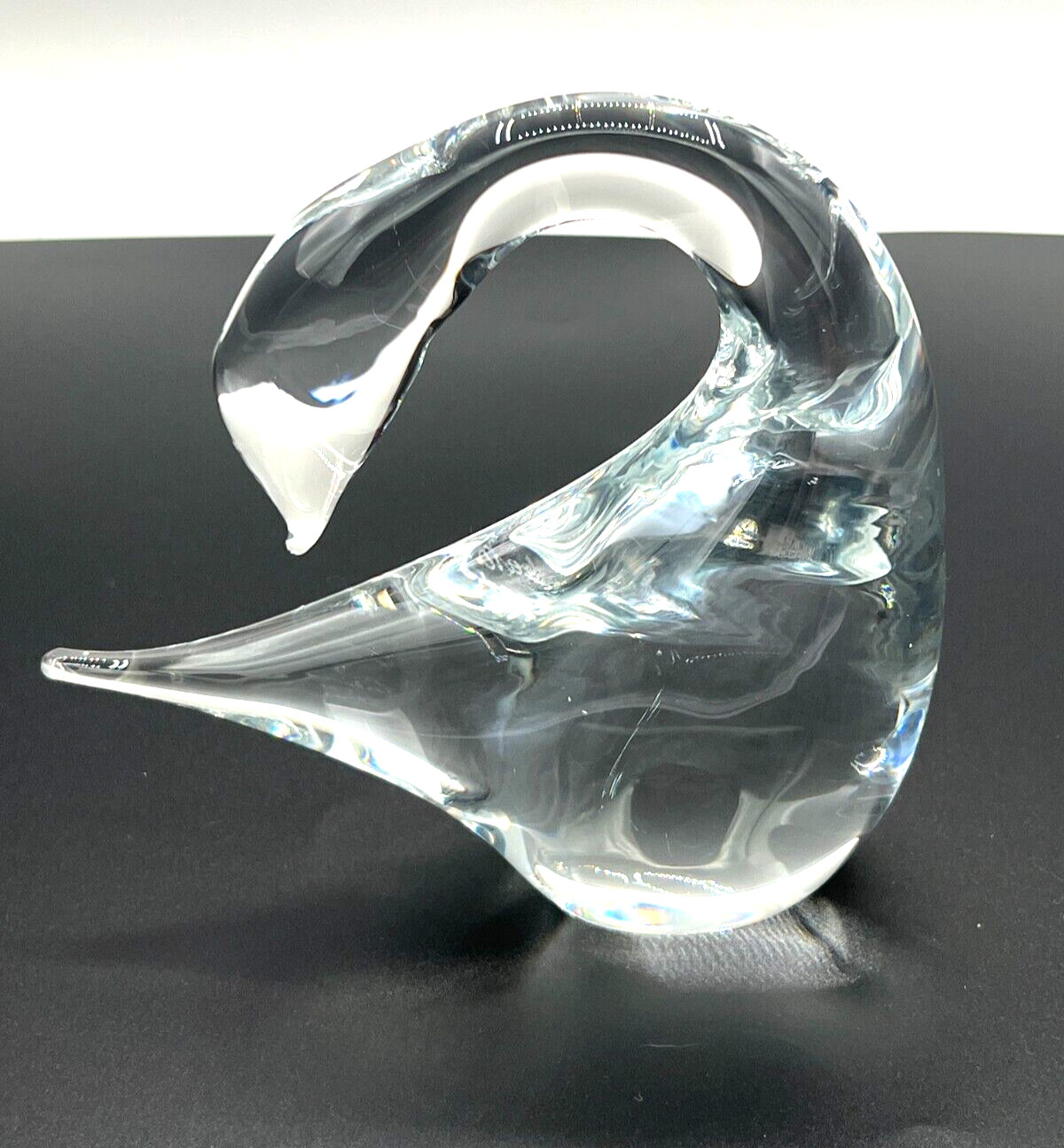 Marcolin Swedish Crystal Swan Art Glass Signed Hand Blown Murano Styled Glass