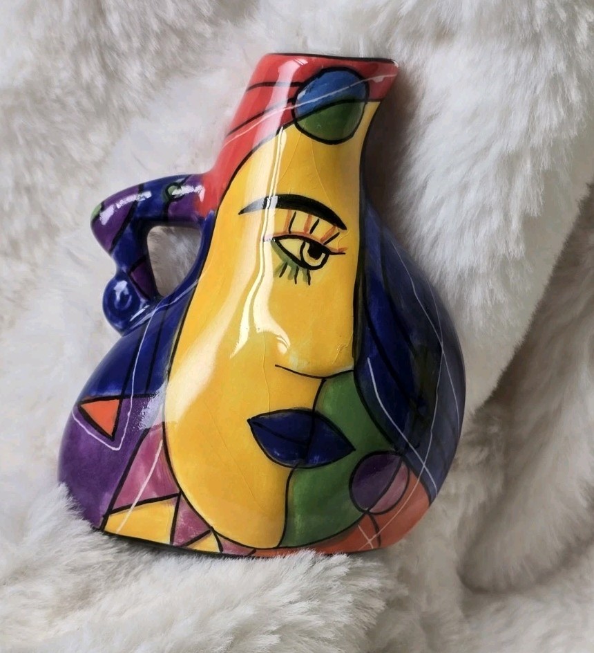 Muzeum Picasso Inspired Miniature Wall Pocket Vase Magnet Colorful Abstract Art