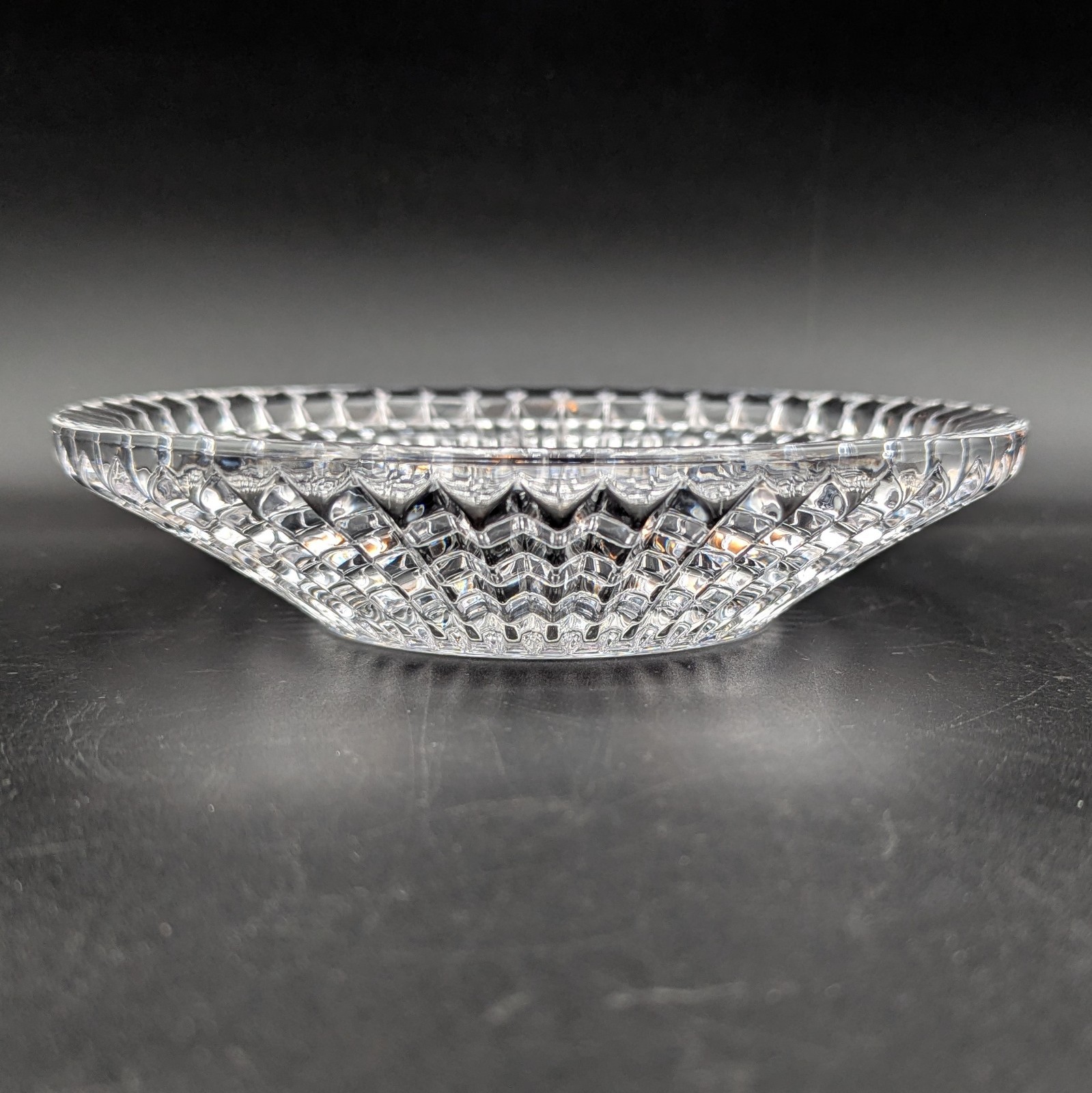 Vintage Mikasa Cut Crystal Diamond Fire Wine Coaster Pillar Candle Holder 7″ D