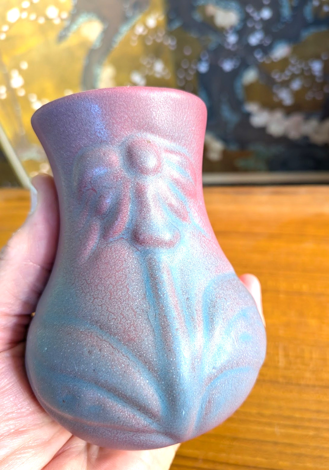 Vintage Small Van Briggle Pottery Mulberry Daisy Vase