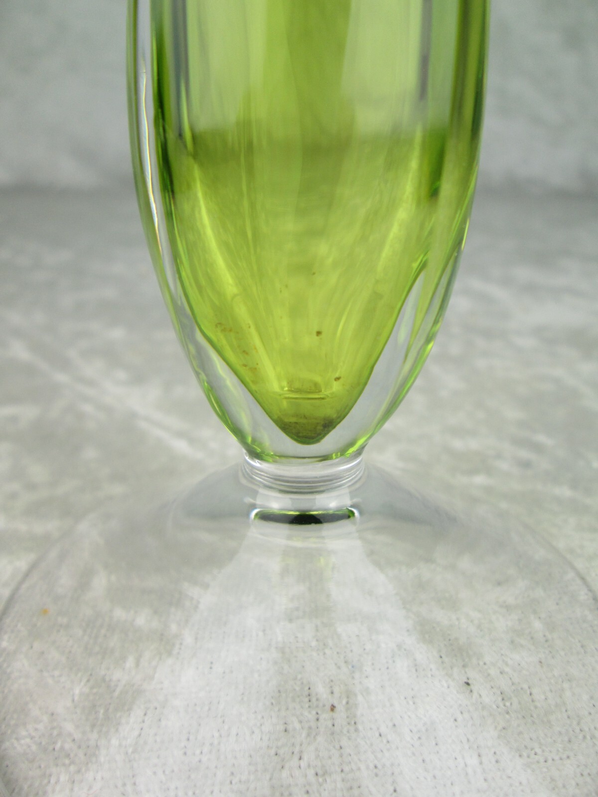 Val St Lambert Green Cased Glass Bud Vase 9-1/4 inch Tall Mid Century Modern VSL