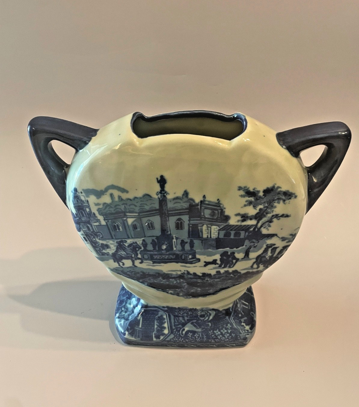 Unique Shape Vintage Victoria Ware Flow Blue Vase 8” Ironstone Marked