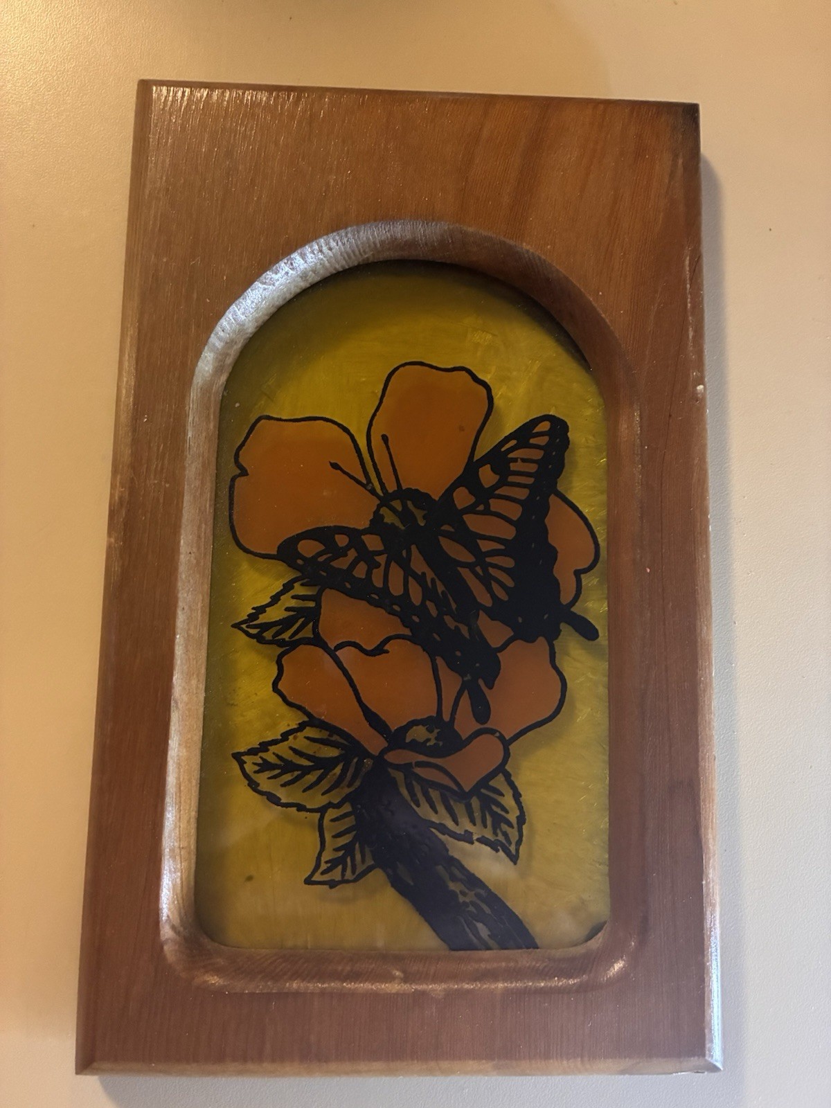 Wooden Box Door with seagulls, Candle Holder With Butterflies on Stained glass