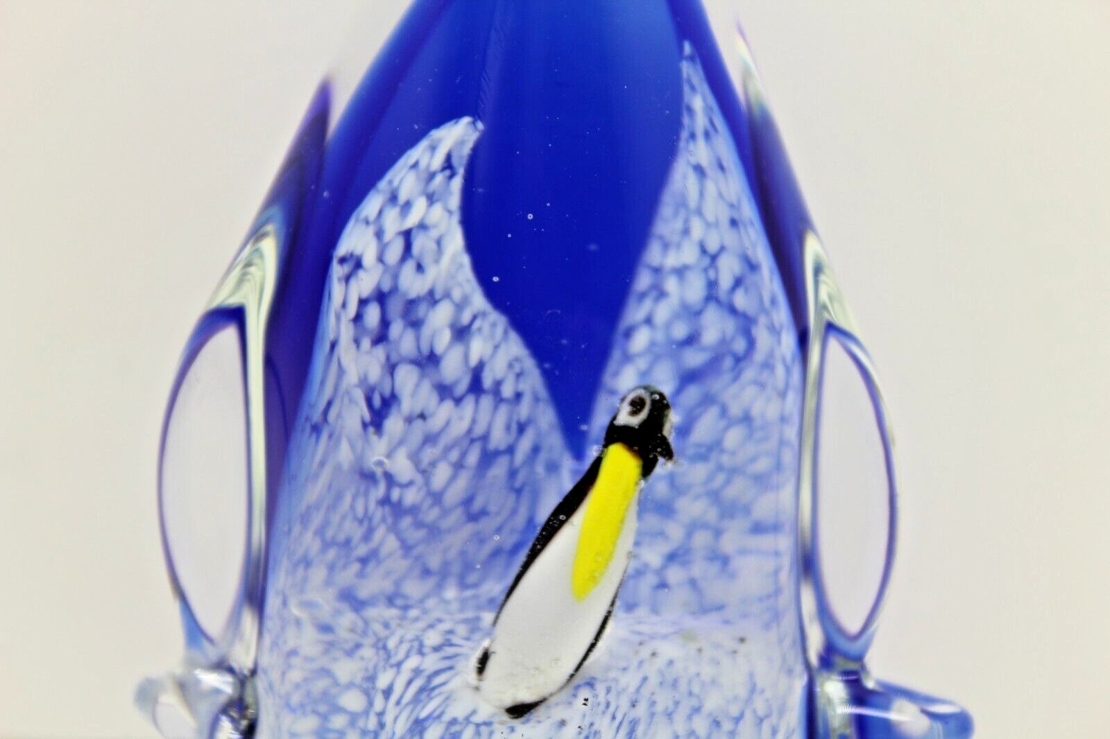 Penguin Art Glass Paperweight 3-D Figurine Cobalt Blue Clear4 Inches
