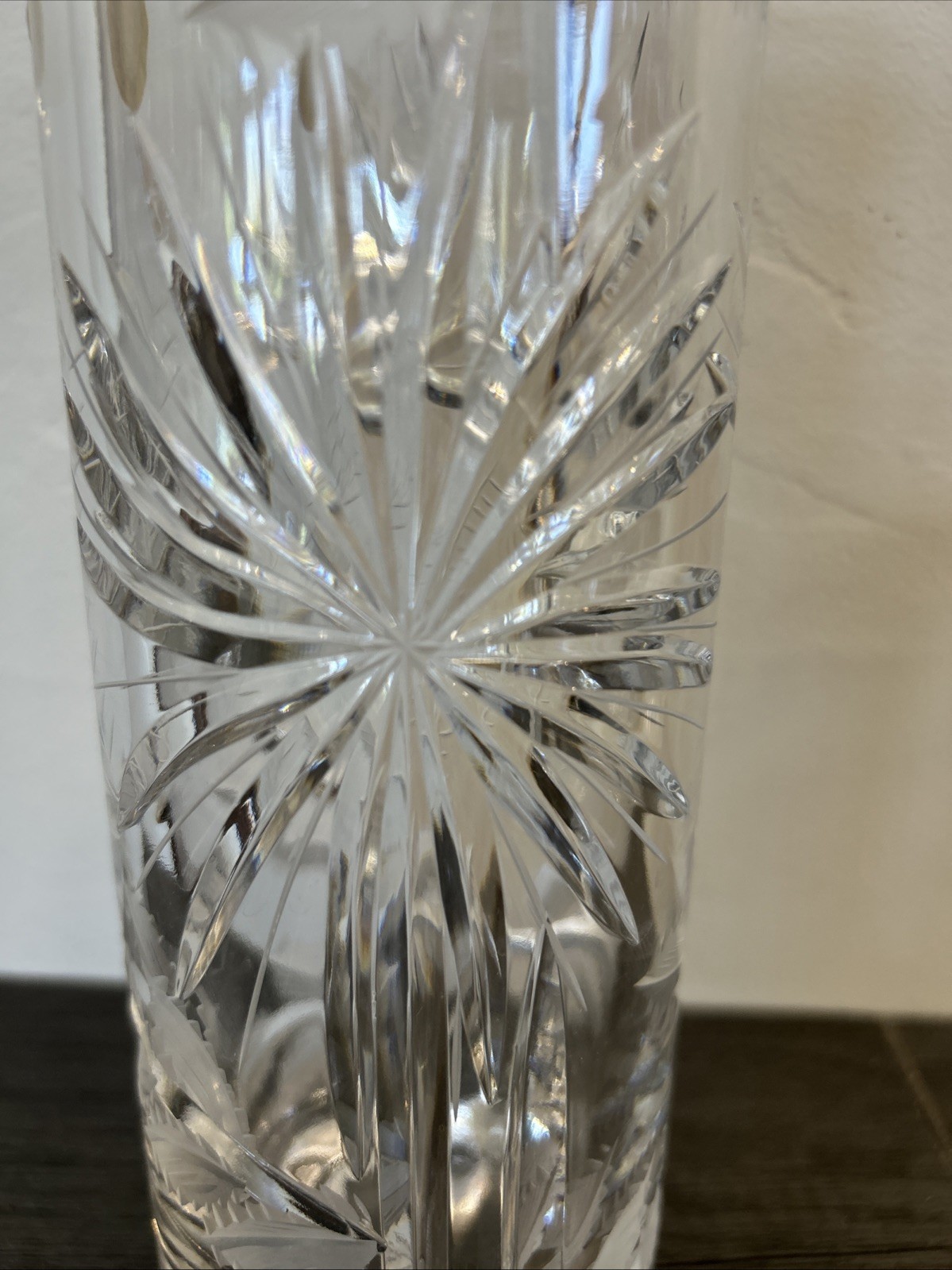 Echt Bleikristall Handgeschliffen Lead Crystal, Etched Leaves Vase