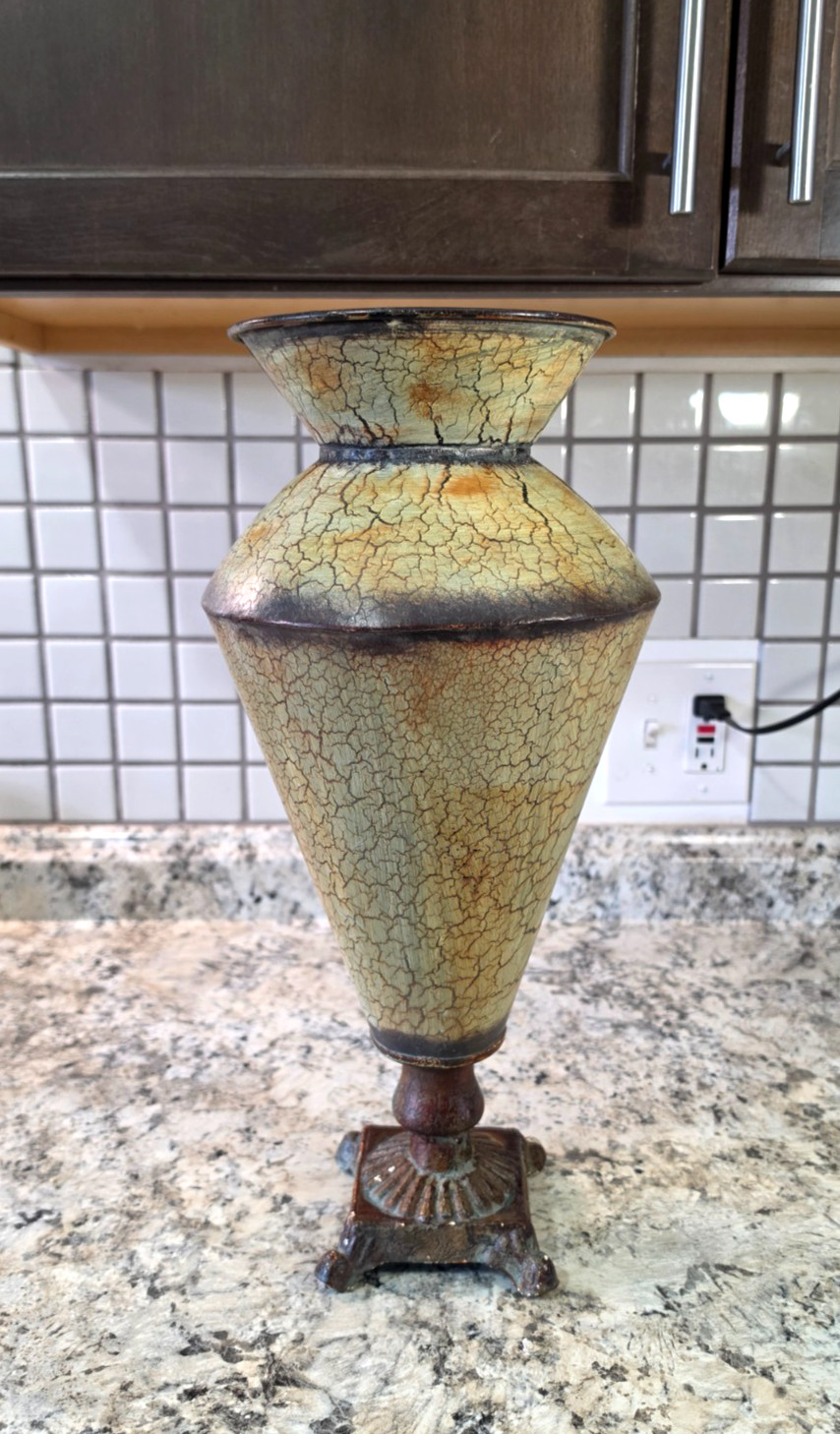 RARE Ancient vintage decorative vase distinctive craquelure crackle glaze 16.5″