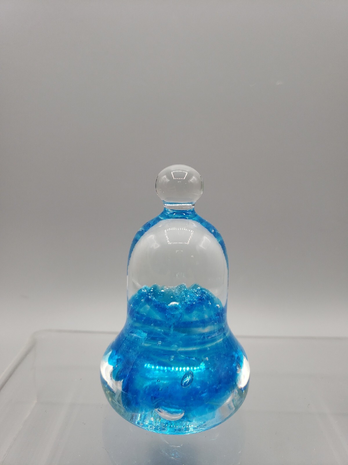 Joe Rice St. Clair Art Glass Bell Shaped Paperweight Aqua Blue Stamped
