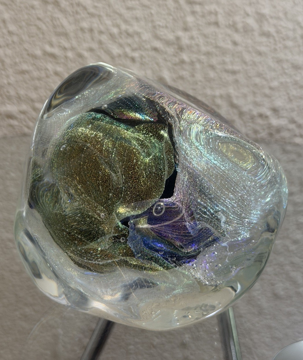 TIMOTHY E. LANDERS DICHROIC ART GLASS – PAPERWEIGHT Signed