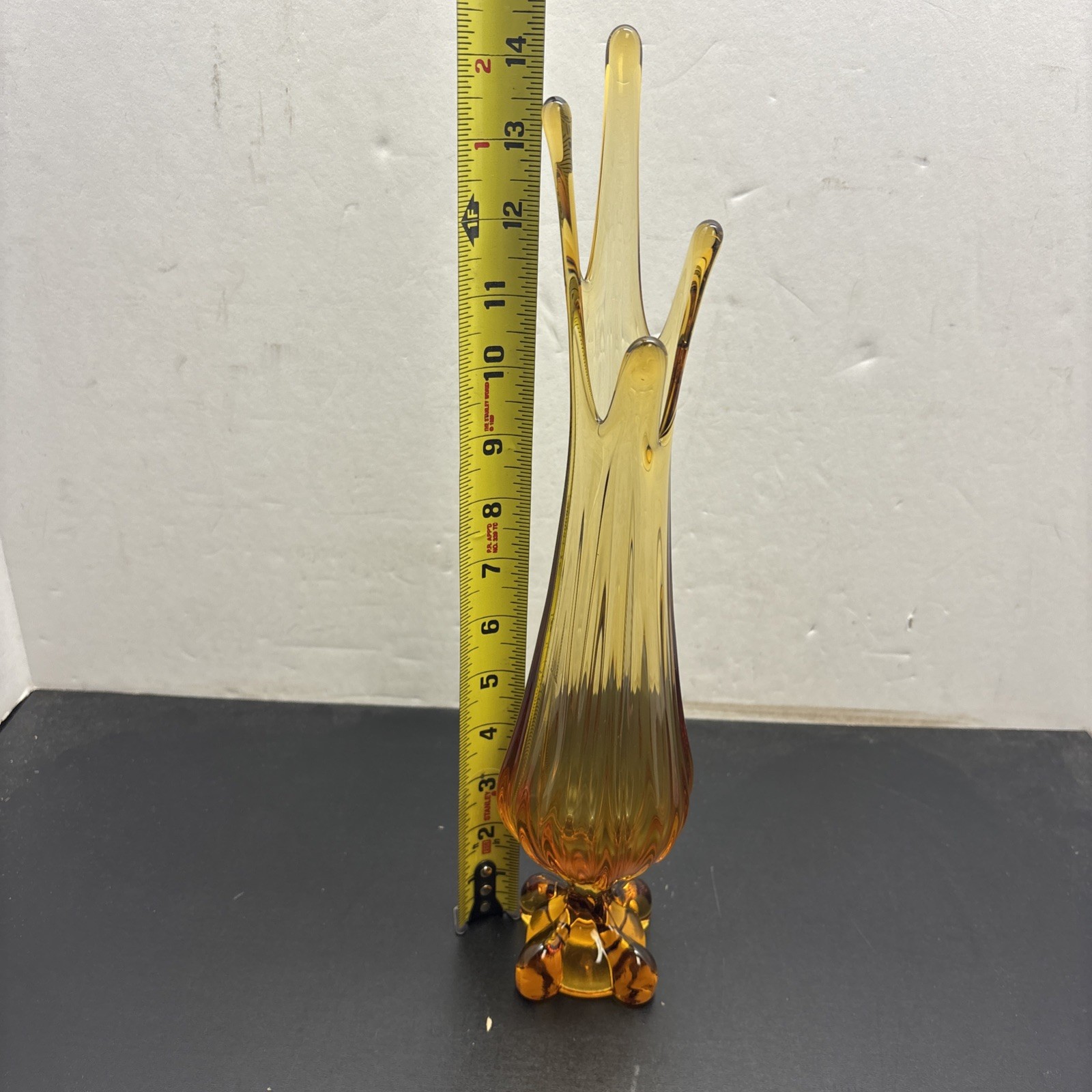 Vintage Viking Amber Swing Glass Vase 14.5”