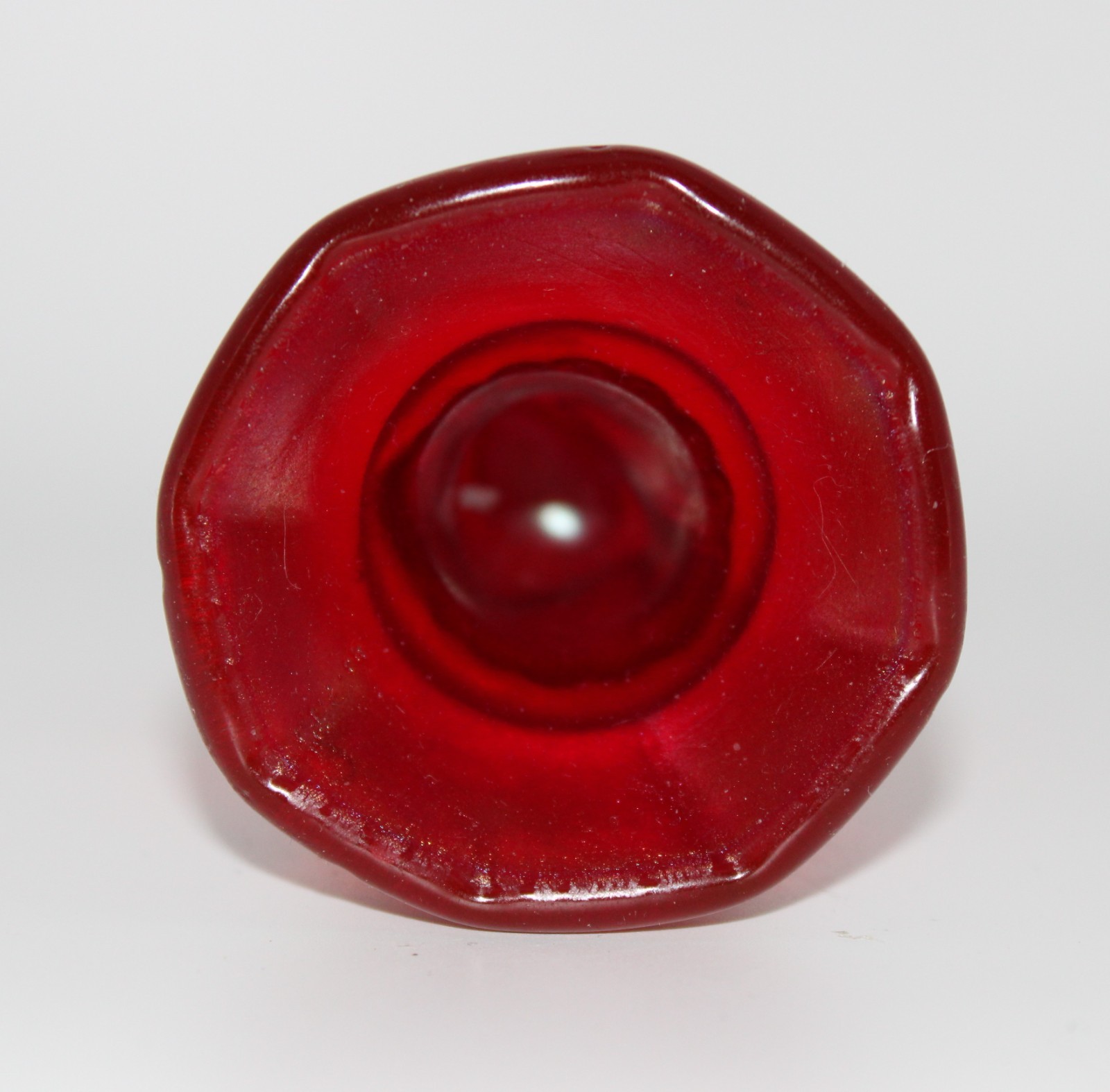 Fenton #38 Ruby Red Satin Mini Torch Left Hand Vase HTF