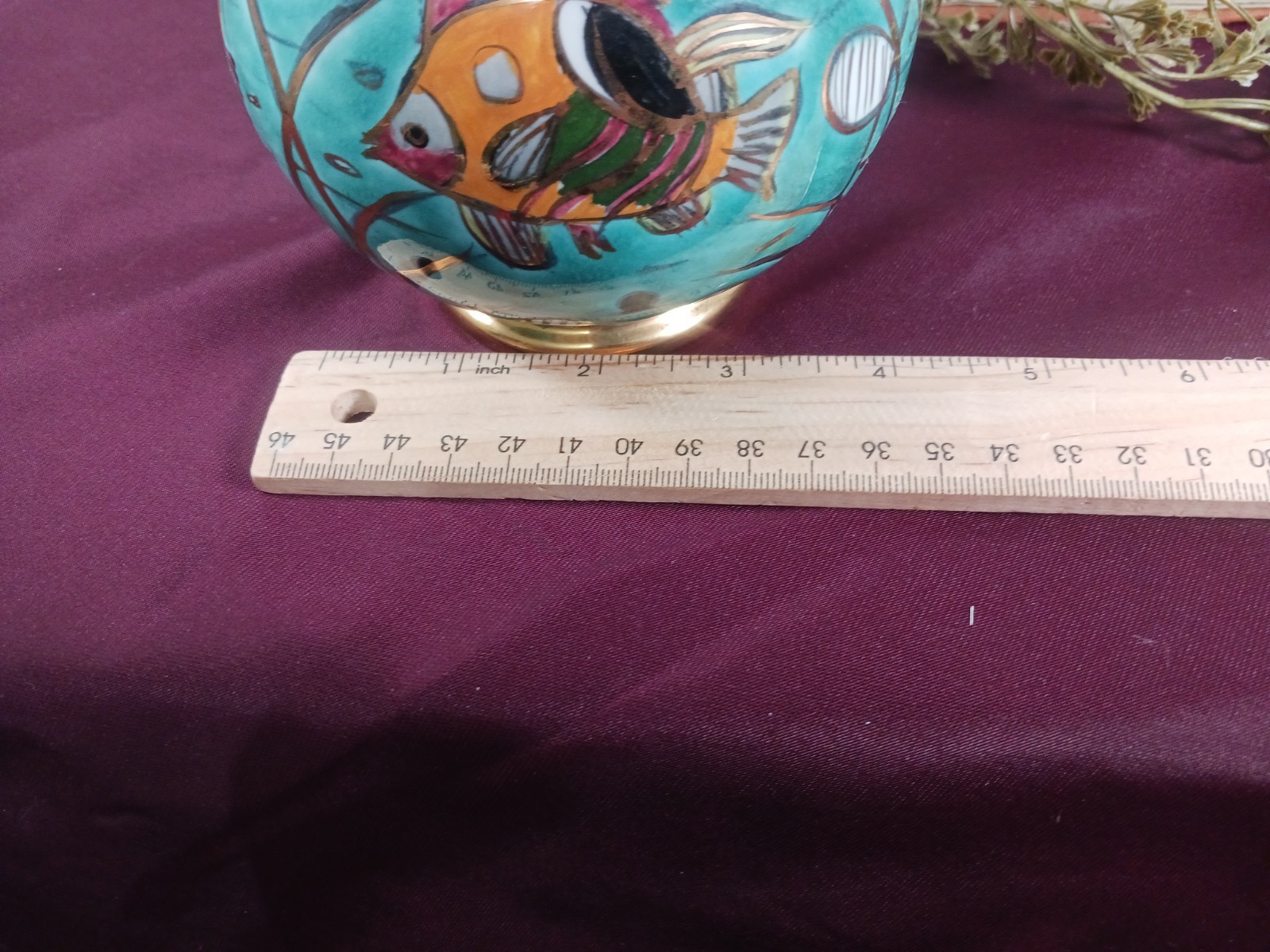 Fish Underwater Vase Handmade Greece Pottery Turquoise Shows Ware Inside Rim