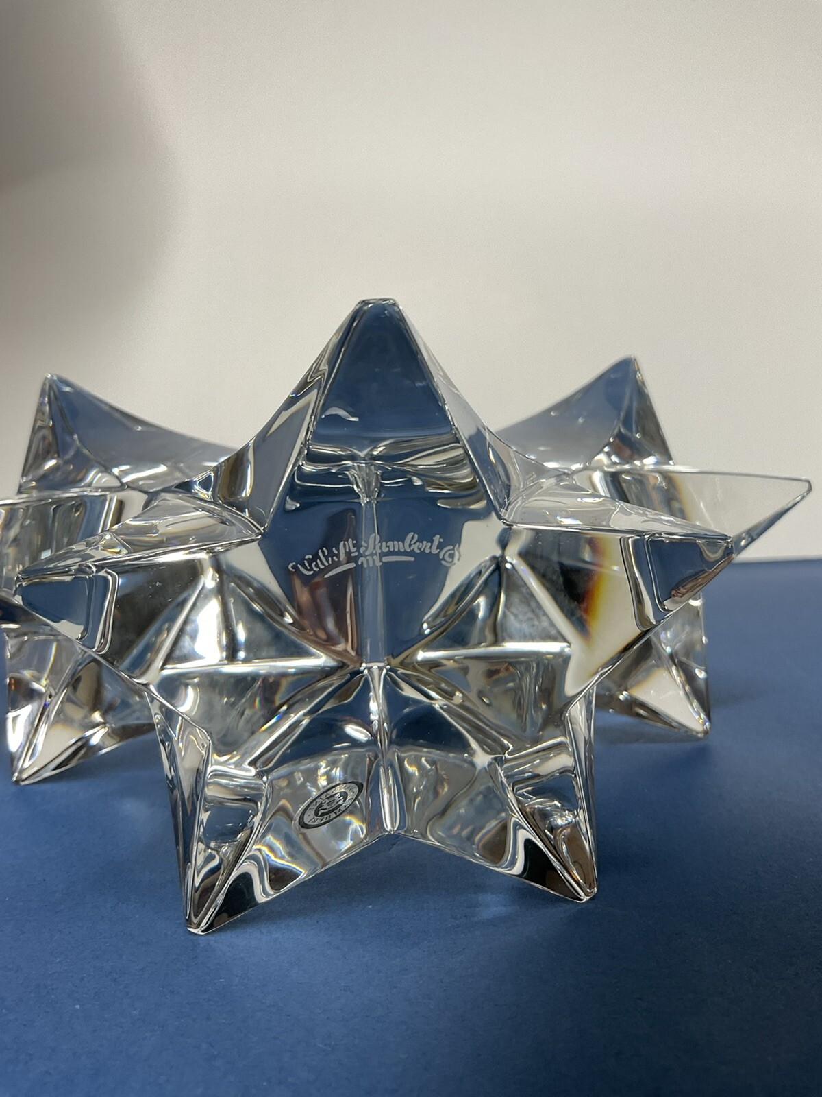 RARE Val Saint Lambert Crystal Double Star New In Box