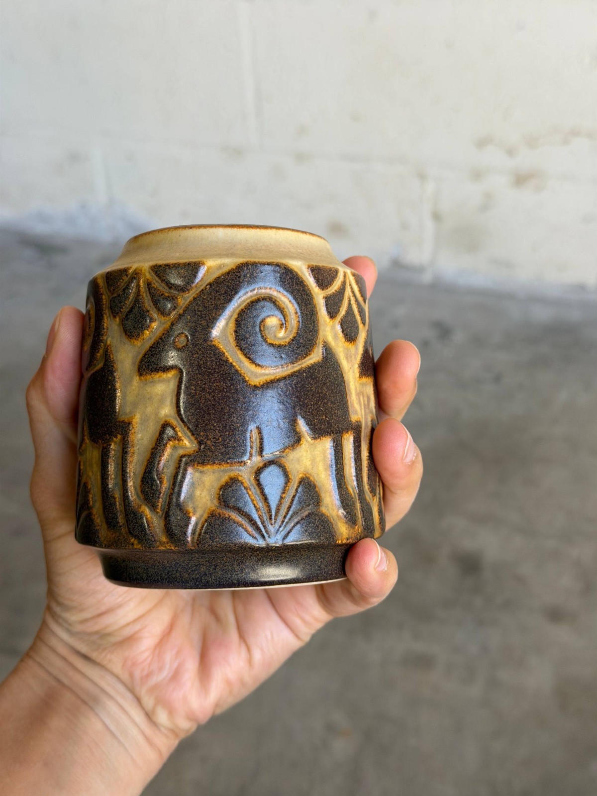 Michael Andersen & Søn Danish Goats Ceramic Vase 1960s Mid-Century
