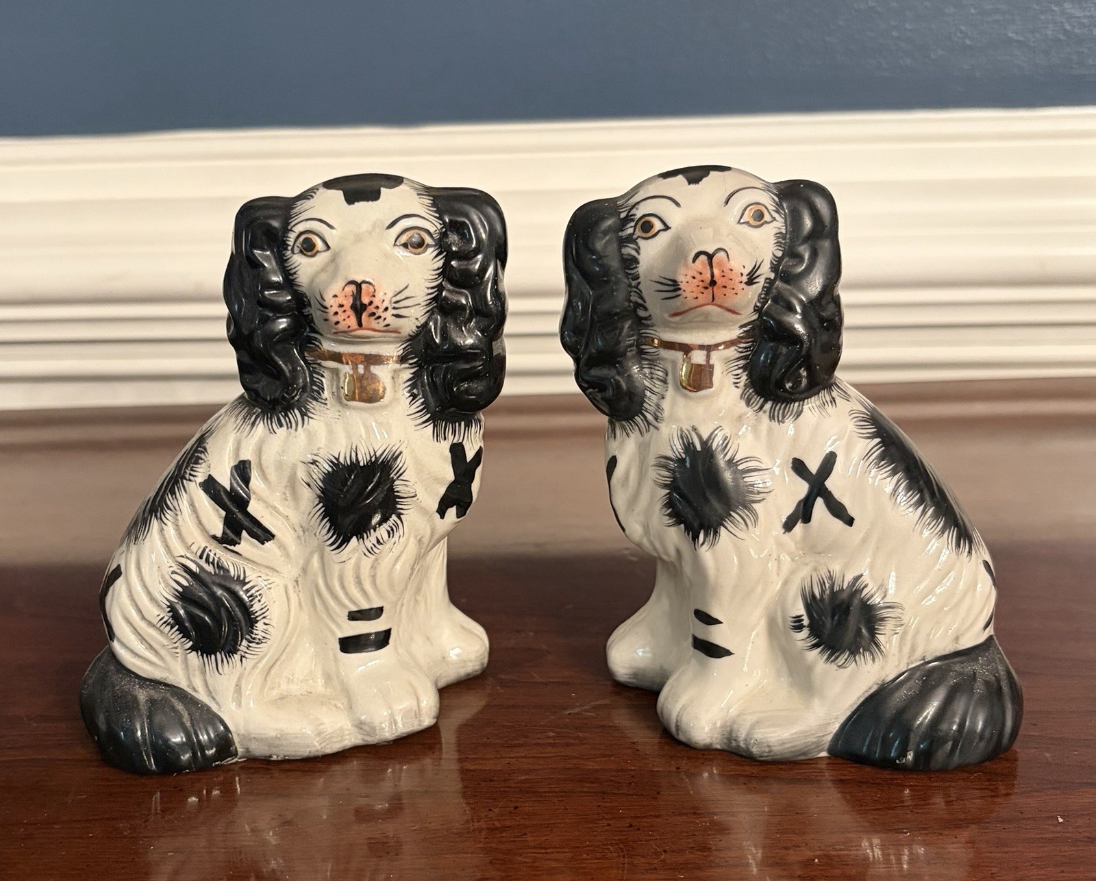 Classic Pair of Small Staffordshire Reproduction Dogs