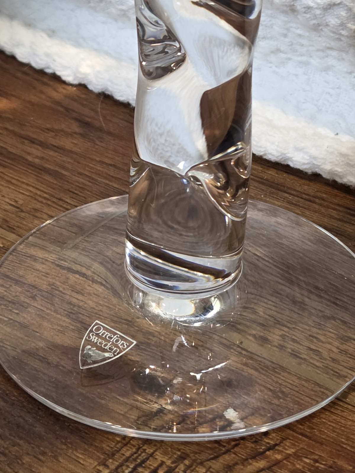 Orrefors Sweden Crystal 9 3/4 in Candlestick Candle Holder River Collection Rare