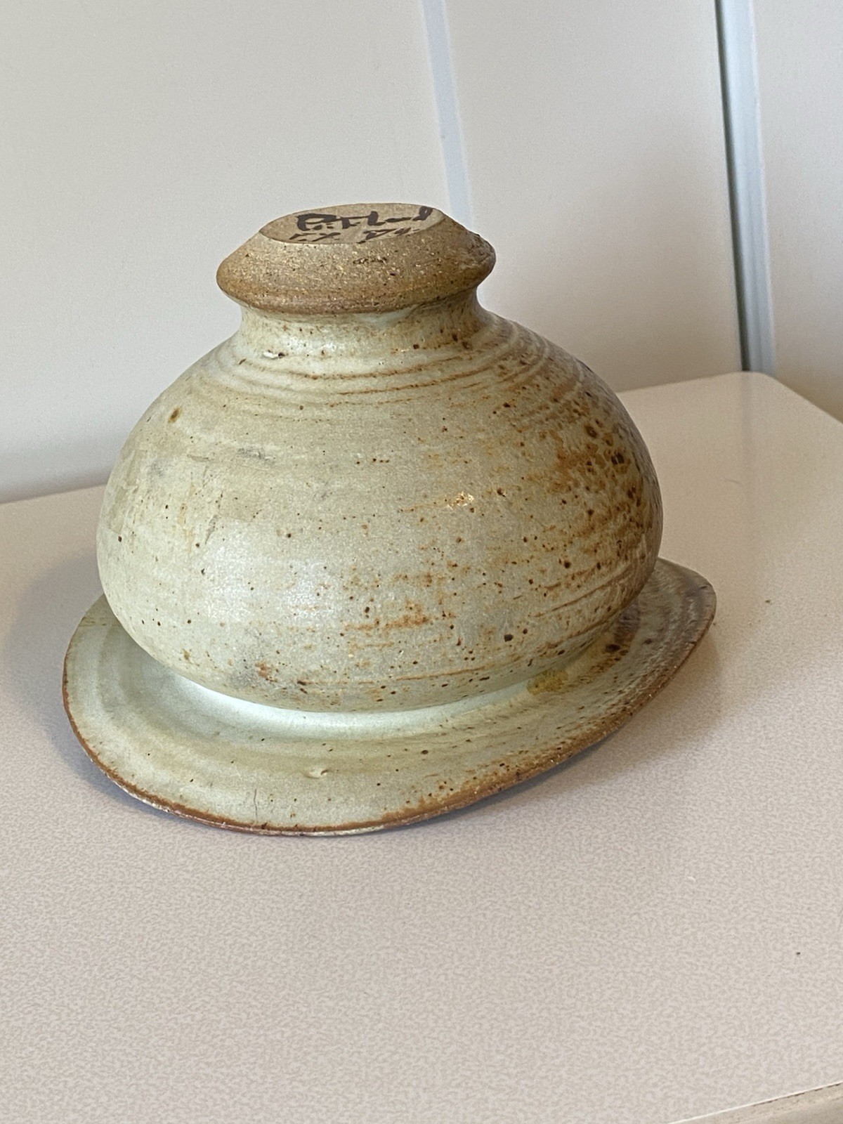 Mid Century Studio Pottery Lidded Jar PRITCHARD 1974 Unique Wabi Sabi Vintage