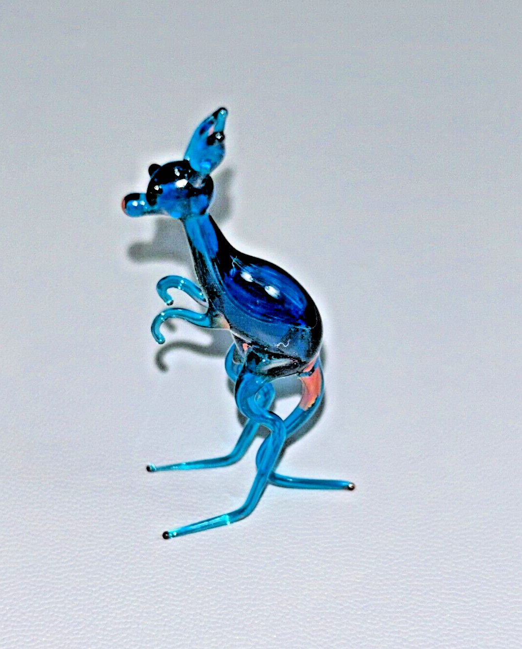 Vintage Kangaroo Figurine Blown Glass Delicate: Blue Murano?