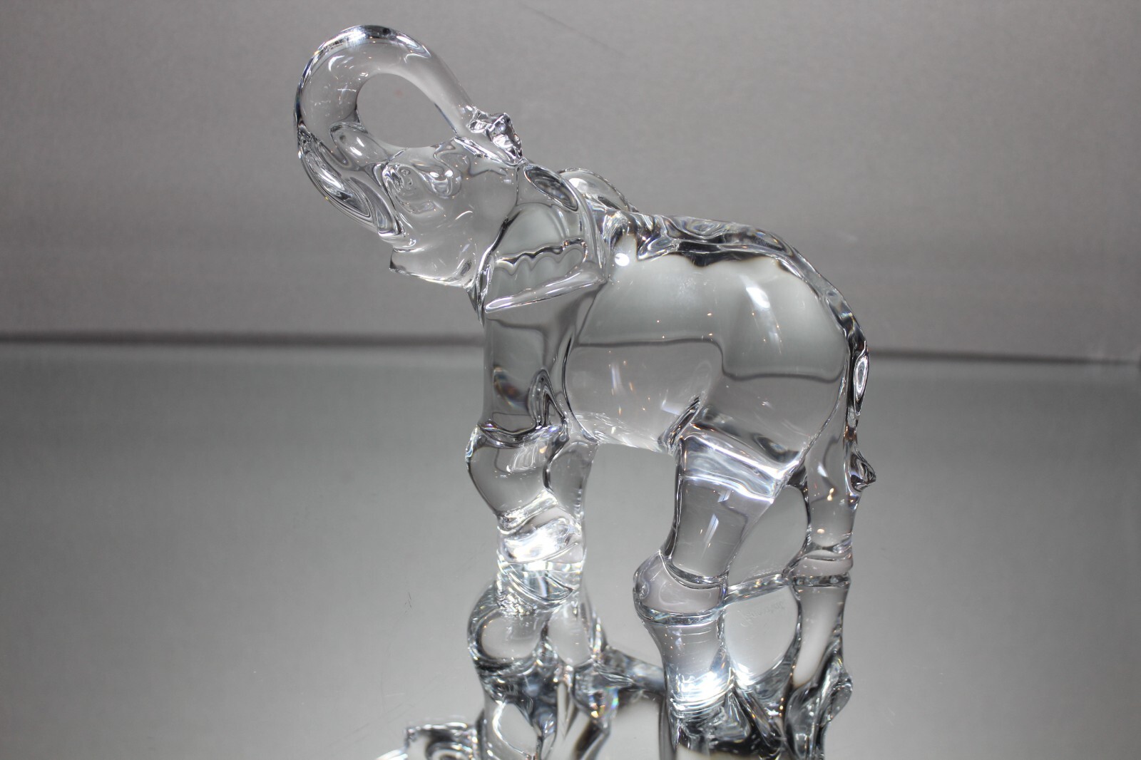 Vintage Baccarat Crystal Elephant Figurine Large Size 7 x 6 The Big One Signed