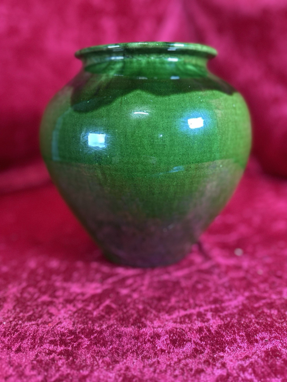 VTG Green Glazed Terracotta Pottery Vase MADE IN FRANCE!!!