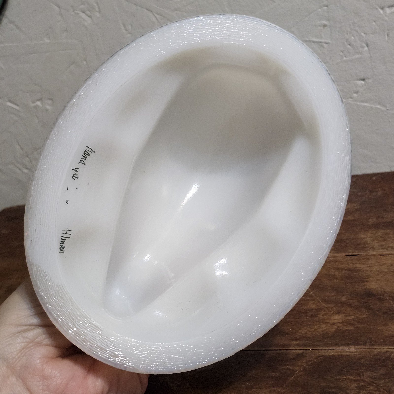 Fenton Glass Handpainted Signed White Bunny On Nest REPLACEMENT LID ONLY READ