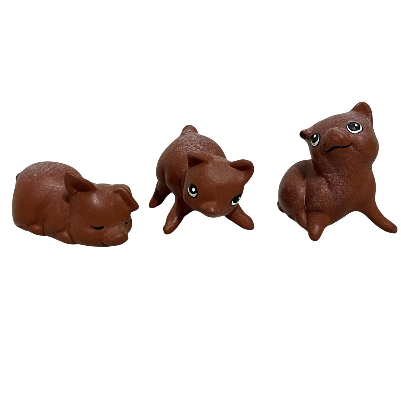 Vintage Miniature Pig Figurines Lot of 3 Ceramic Brown Pigs Farm Animal Decor