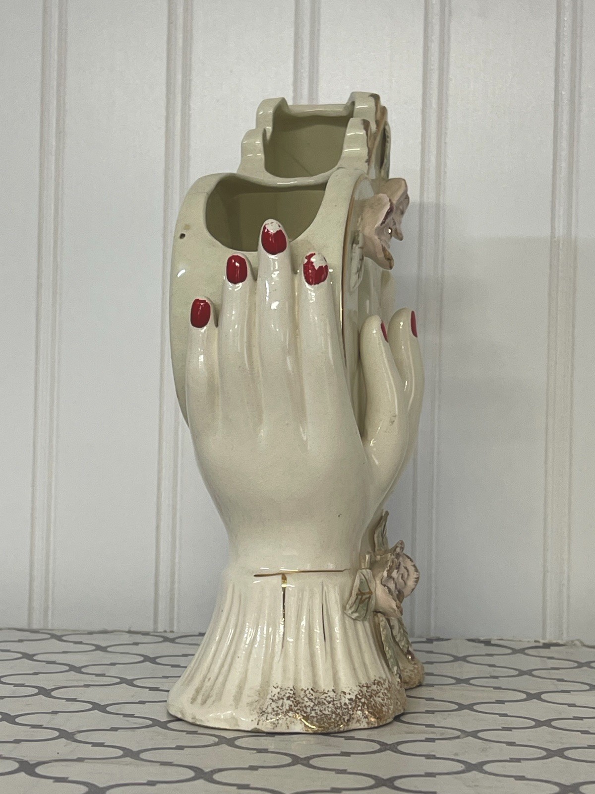 1950’s-60’s Vintage Hand Form Flower Vase Roses Vanity Decor