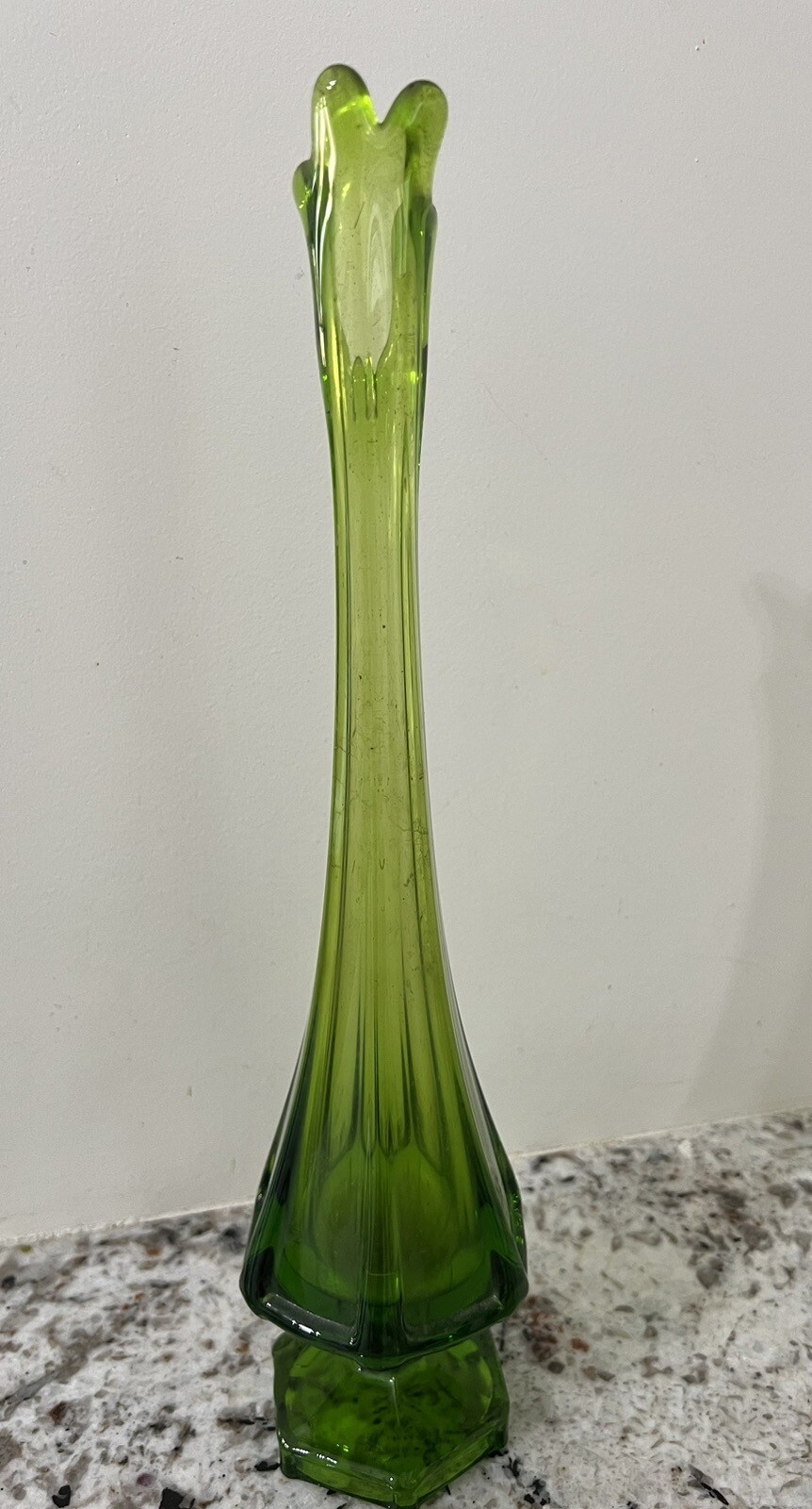 Vintage Viking 13” Avocado Green Epic 6 Panel Swung Vase