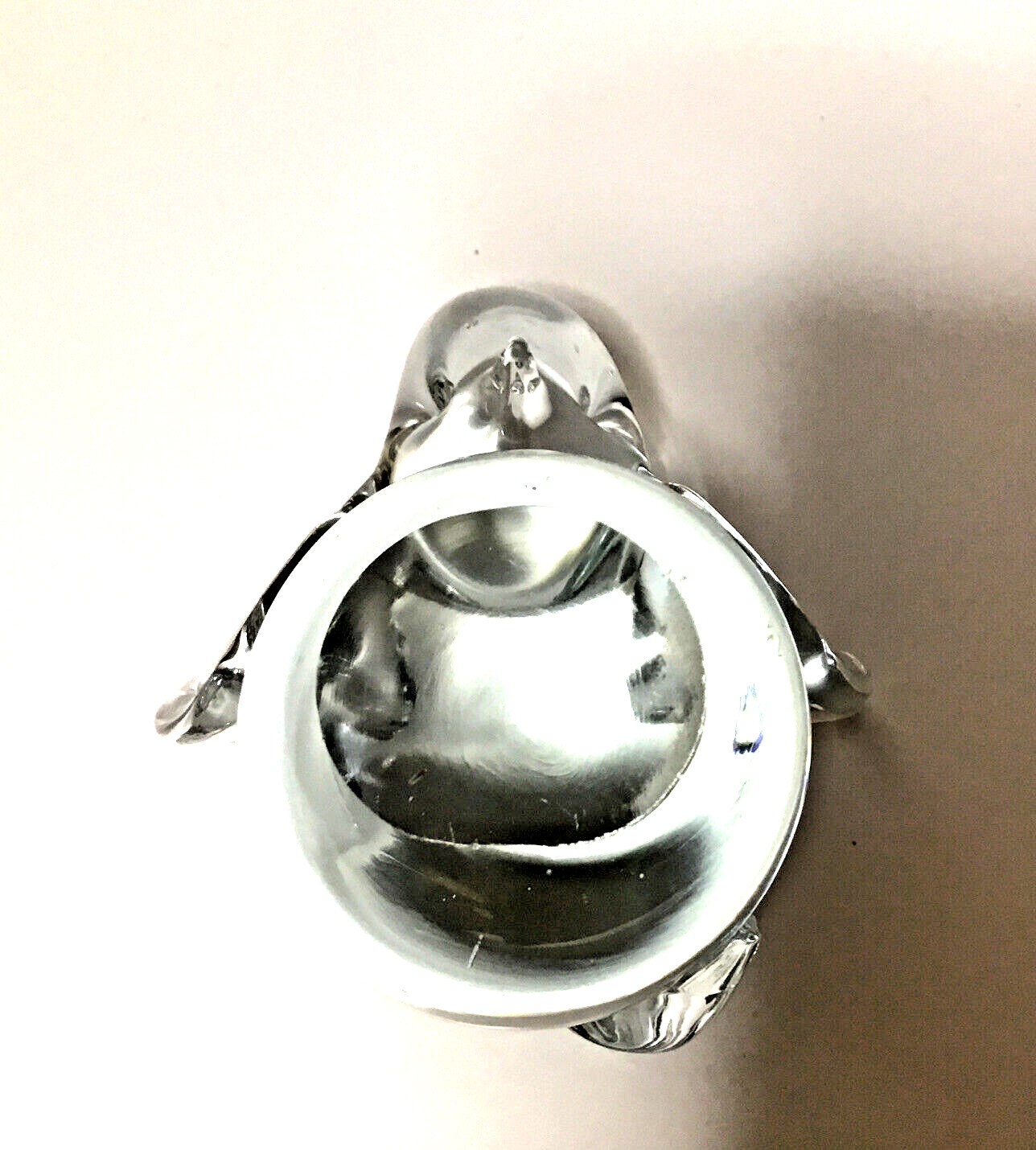 Glass Elephant Trunk Up Figurine Small Paperweight 3.25″ T At Trunk Vintage