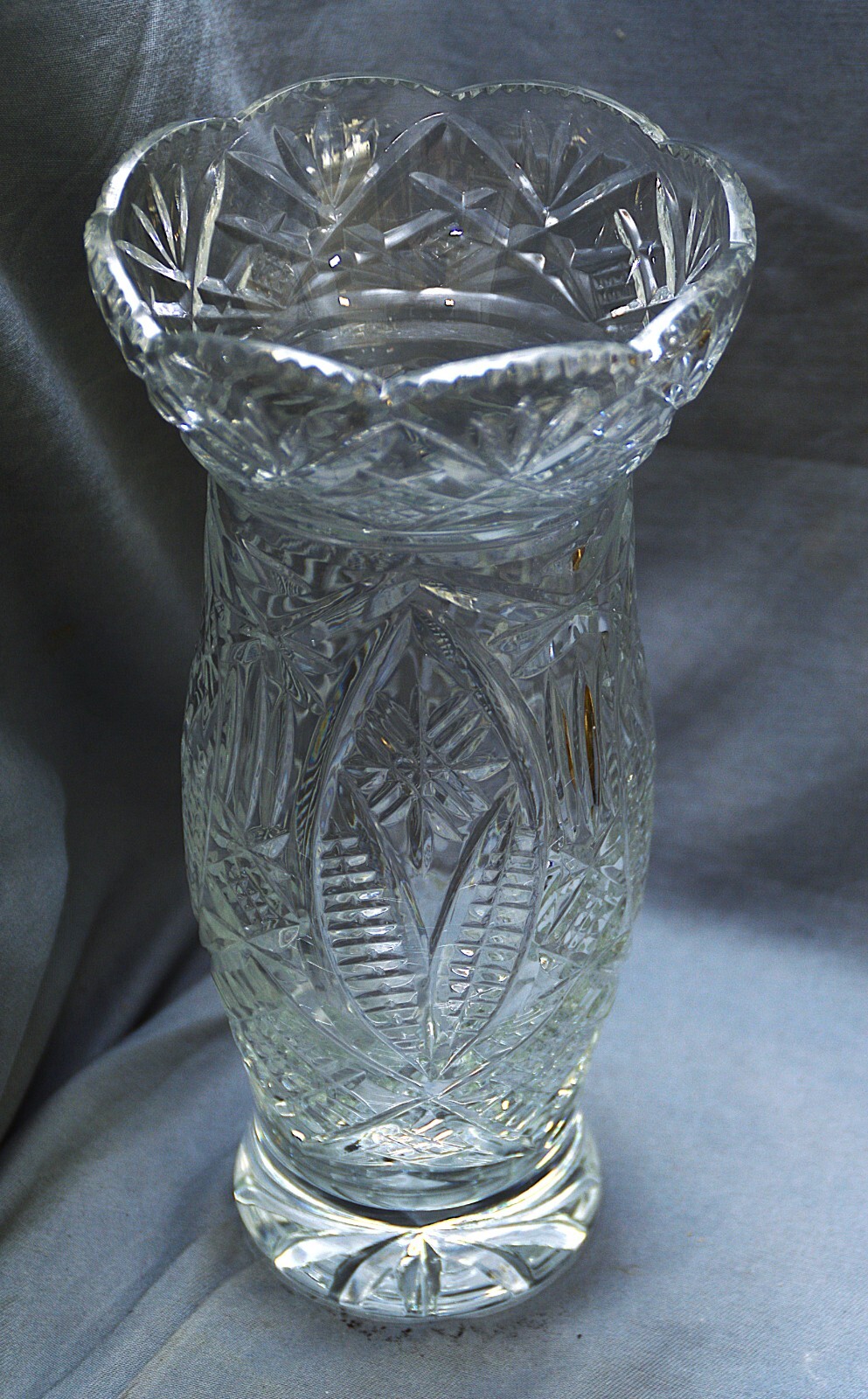 Pressed Lead Crystal Vase, 26 Cm