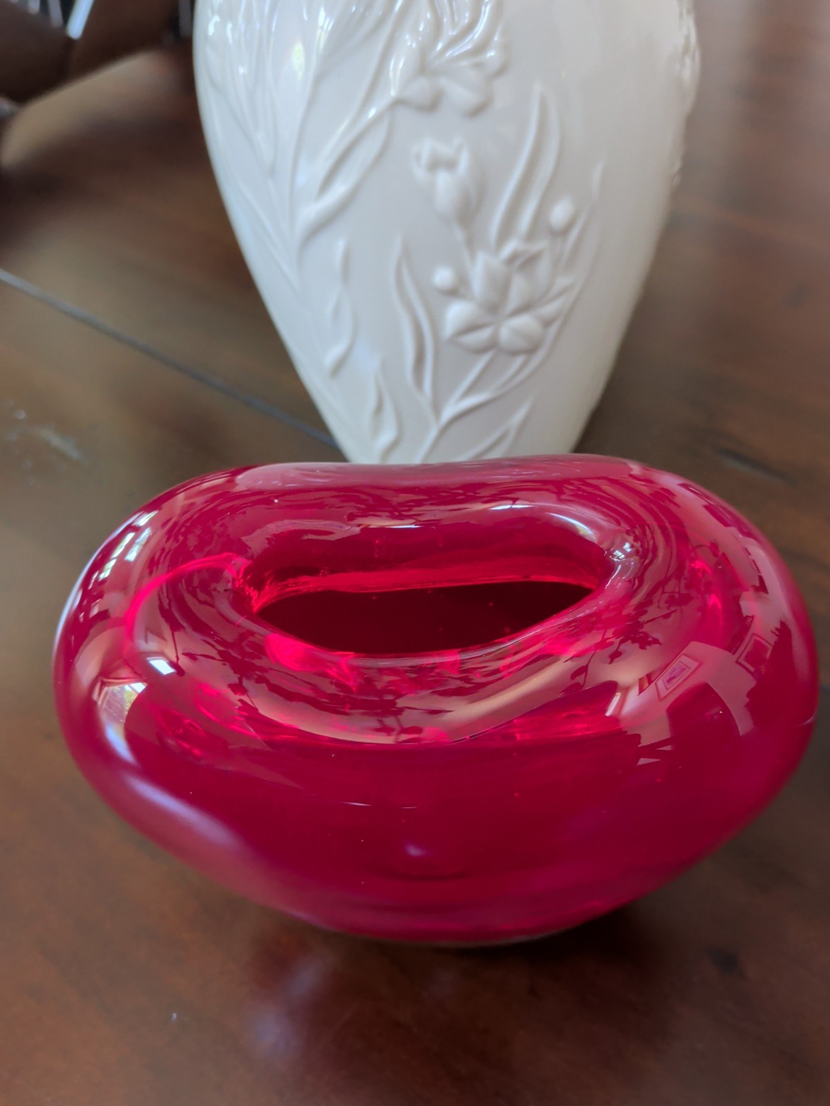 1990s Murano Glass Red Heart Vase by Maria Christina Hamel / Salviati collection