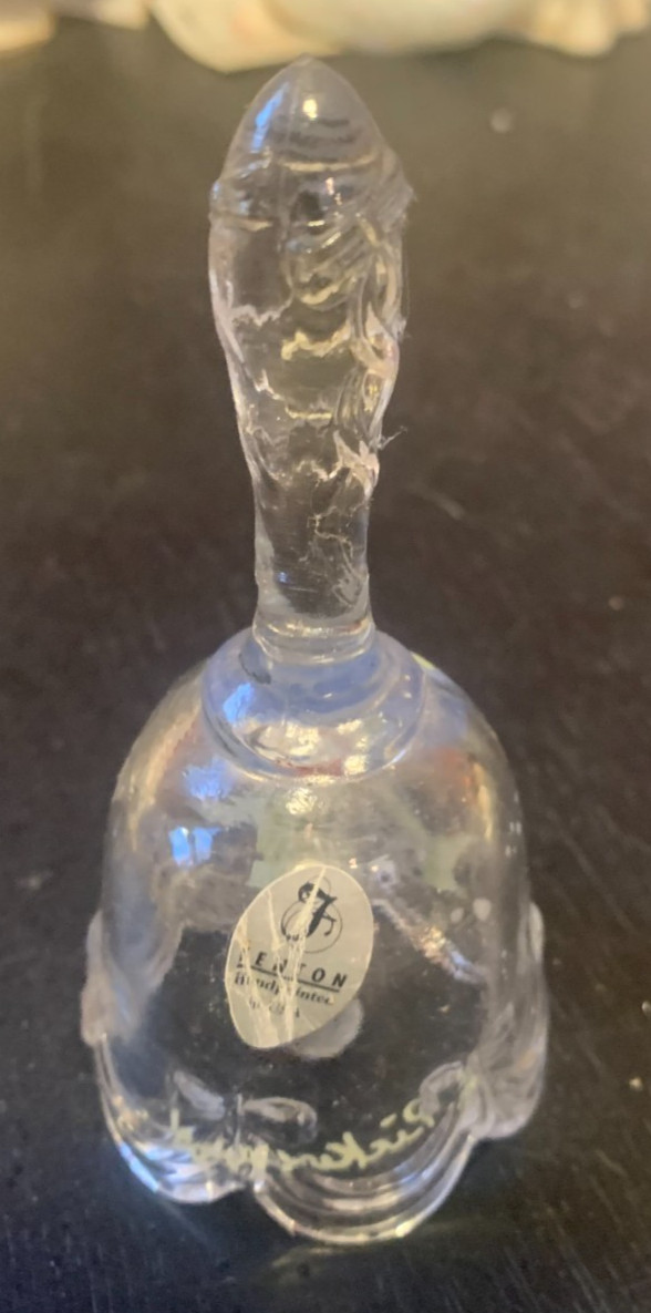 4 1/2 INCH FENTON HANDPAINTED BUTTERFLY BELL SIGNED