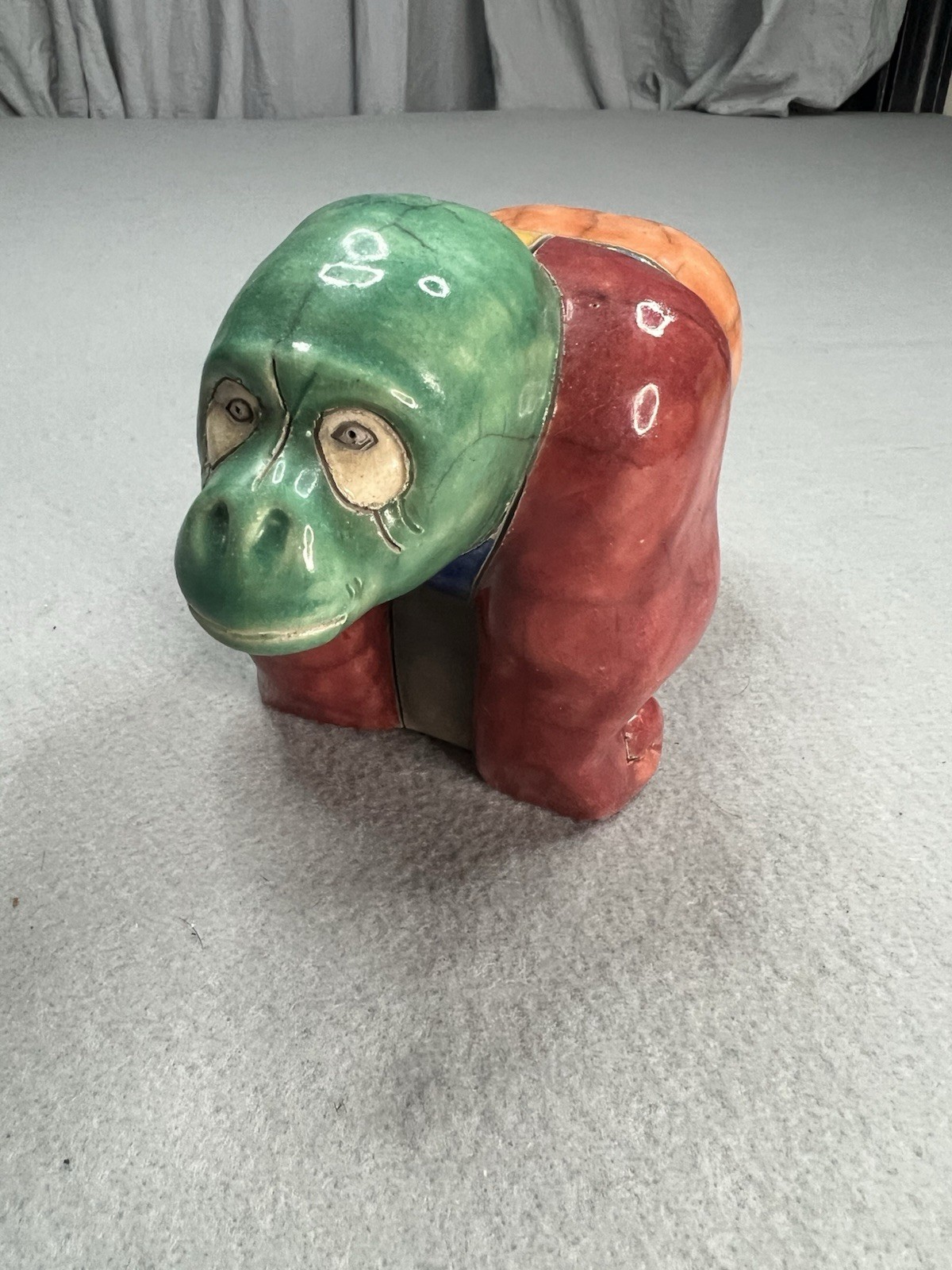 Vintage South Africa Colorful Gorilla Fenix Raku Pottery Statue Figurine