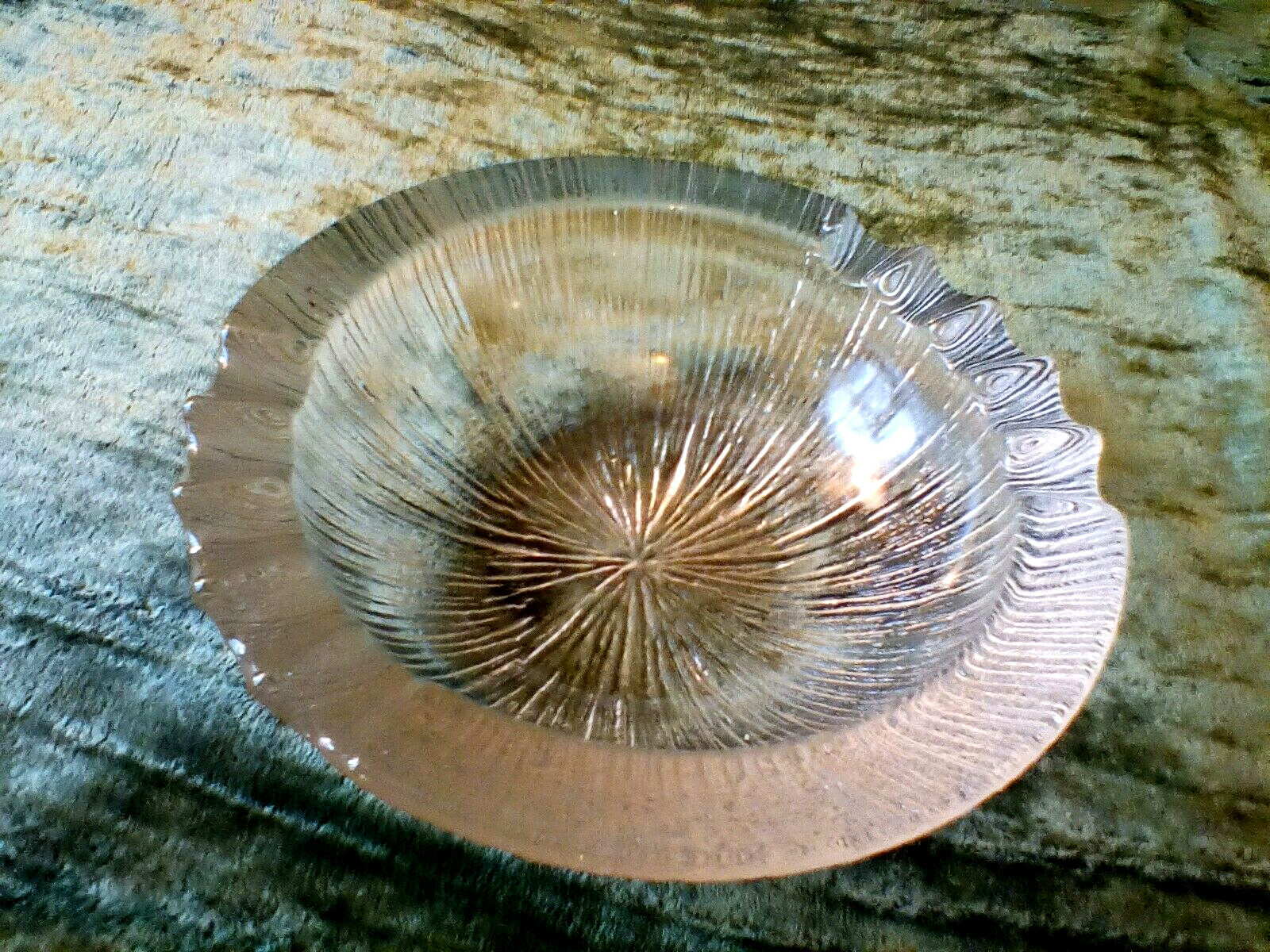 Vintage Cigar Ashtray Clear Textured Glass 6.75″ Art Glass MCM