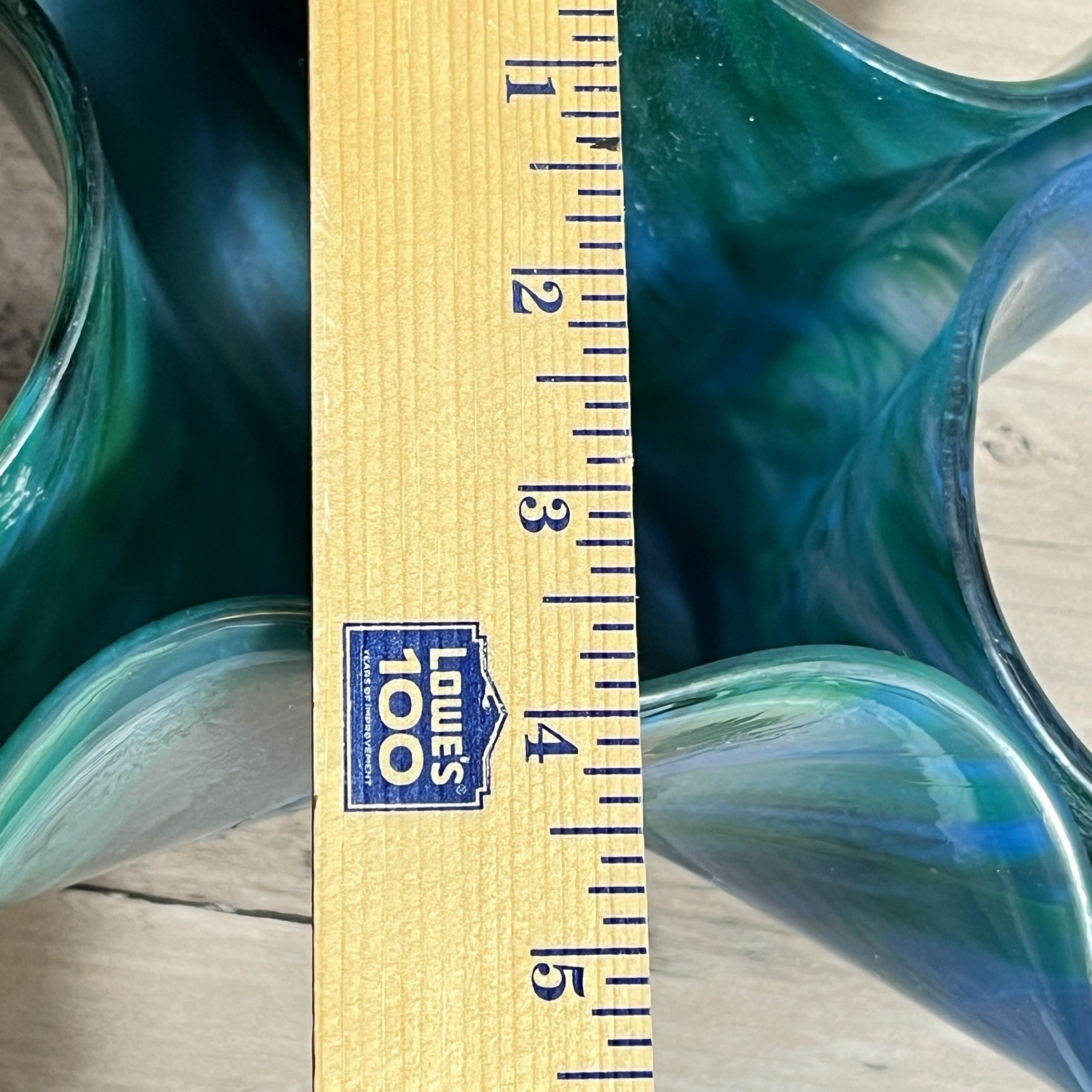 Handkerchief Hand Blown Teal Blue Swirl Art Glass Vase Mid Century Style studio