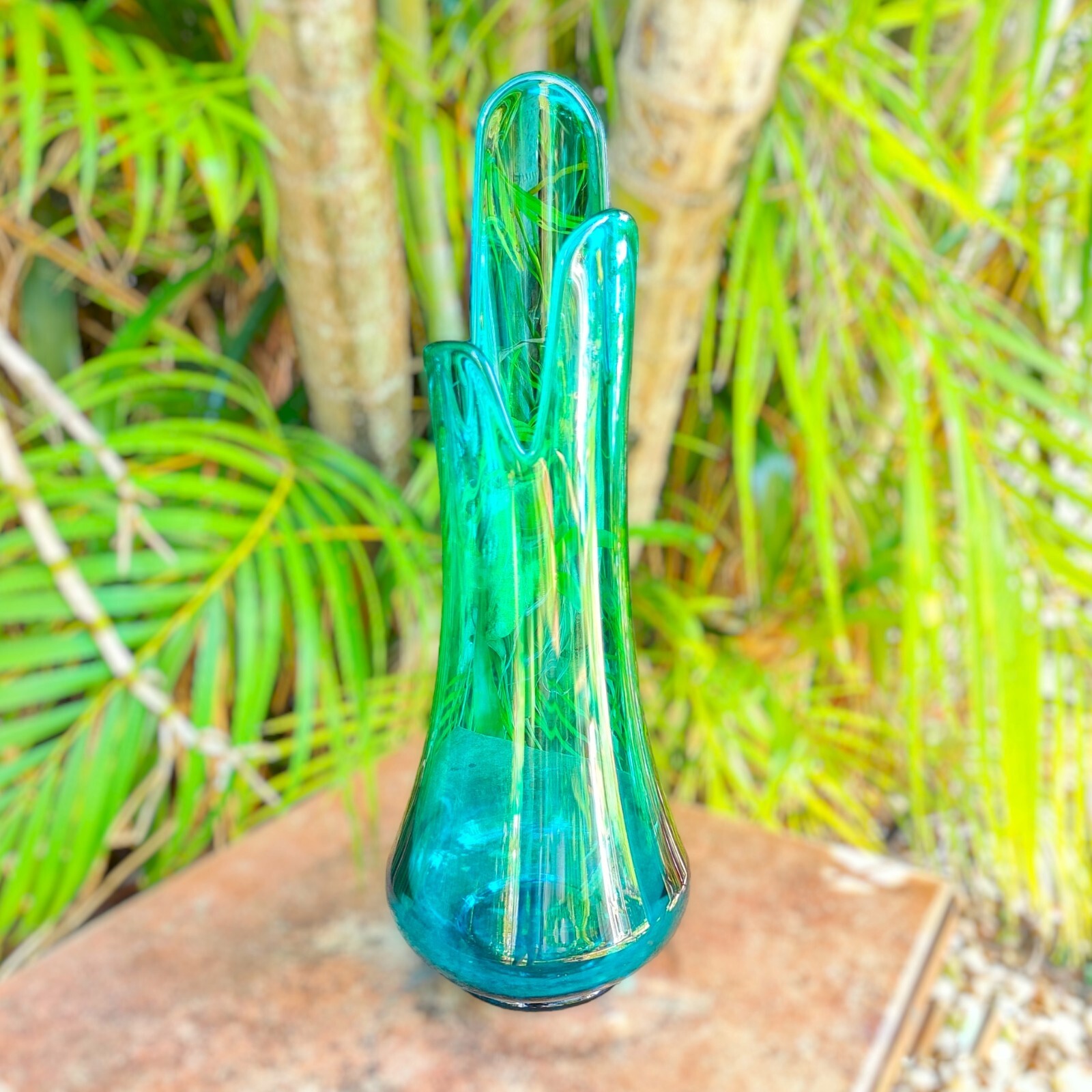 Vintage LE Smith Simplicity Peacock Blue 18″ Smoothie Swung Vase MCM