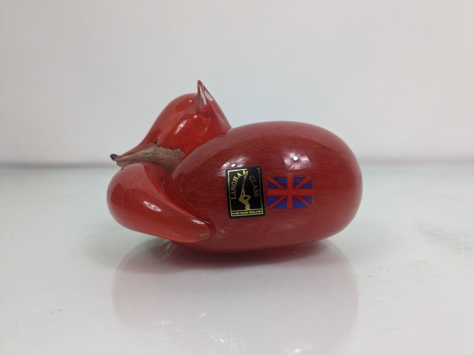 Beautiful Langham England Fox Paperweight HandBlown Art Glass Signed Paul Miller