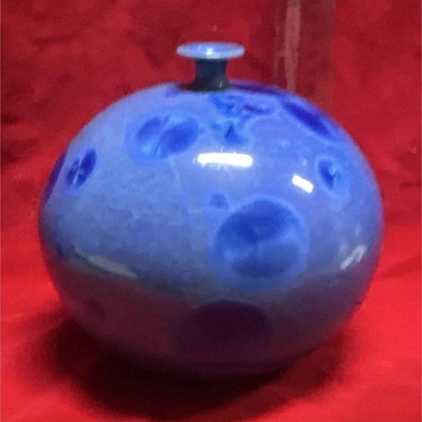 Blue Crystalline Glaze Studio Pottery Signed Art Ceramic Bottle Modern Handmade